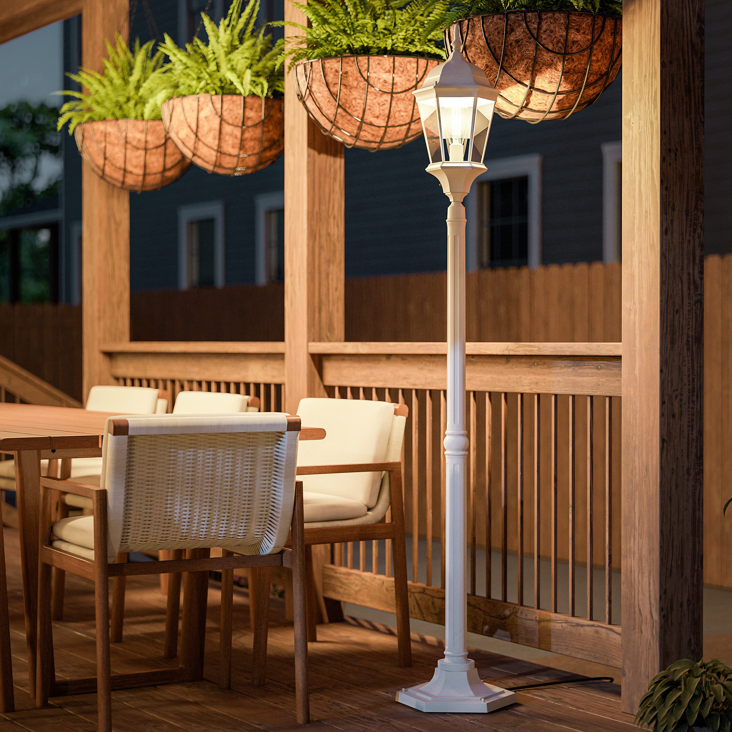 Kenroy Home 93432WH Villa 1 Light Outdoor Post Lantern - Classic White Finish, 71.4