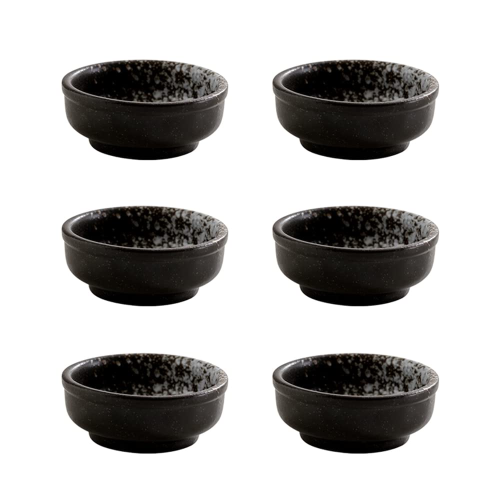 Japanese Style Round Porcelain Side Dish Bowls - Set of 6 Small Soy Sauce Dipping Bowls for Sushi, Dumplings & Asian Cuisine (Blue/Green/Black/White/Brown) - Perfect for Home Dining, Restaurants & Party Appetizers