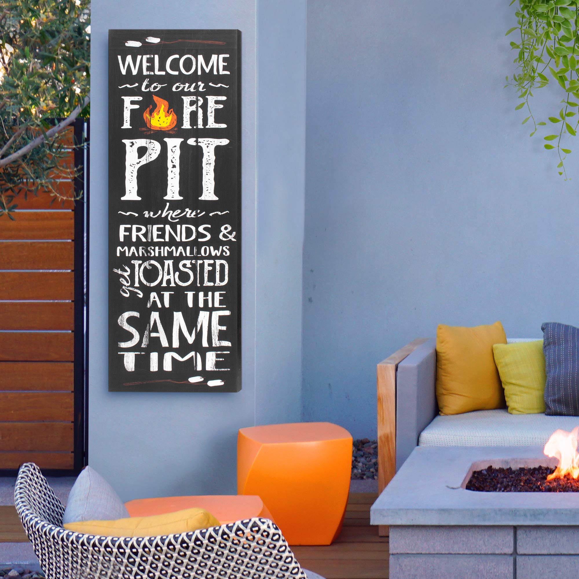 Outdoor Canvas Wall Art - American Art Decor for Backyard, Patio, Porch, Balcony & Dining Area - Firepit Design (16