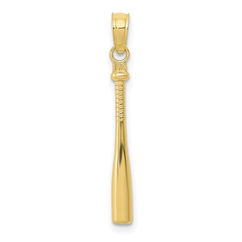 10K Yellow Gold 3D Baseball Bat Pendant Necklace for Men - Sports Jewelry Gift for Baseball Players & Fans - Perfect for Games, Gifts & Everyday Wear