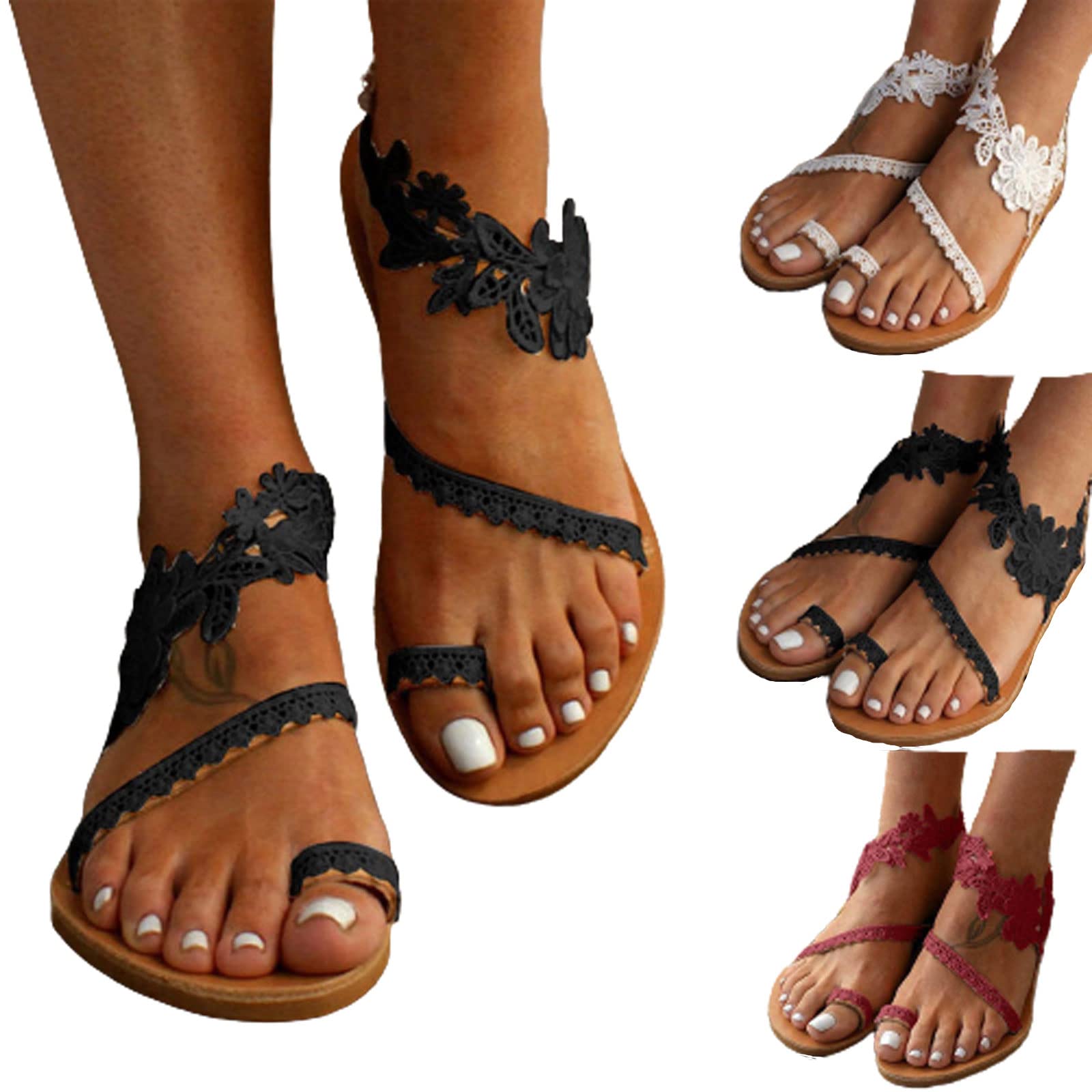 SEAOPEN Women's Comfortable Flip Flops with Arch Support - Strappy Flat Summer Sandals for Walking, Beach, Pool & Outdoor Activities