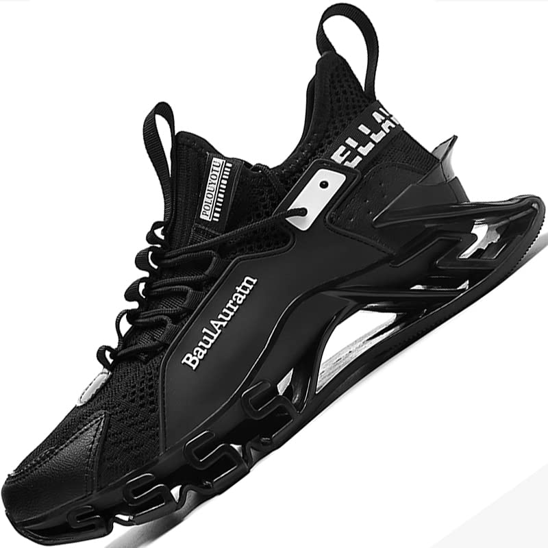 **GJUYC Men's Running Shoes - Lightweight Trail & Hiking Sneakers for Men - Breathable Athletic Walking Shoes - Black & White - Perfect for Gym, Jogging & Outdoor Activities**