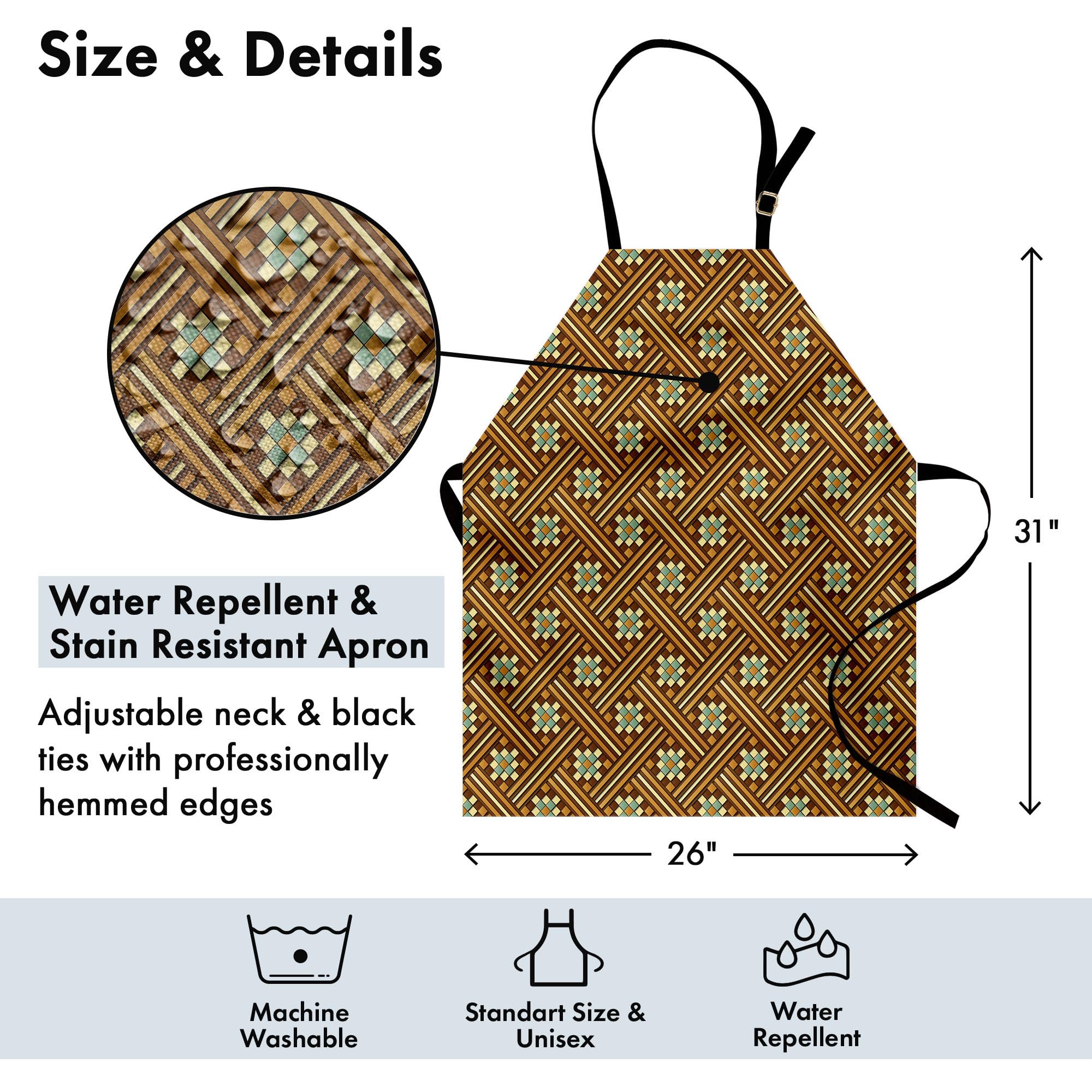 Retro Apron for Cooking & Gardening - Earth Tone Geometric Stripes - Unisex Adult Size
