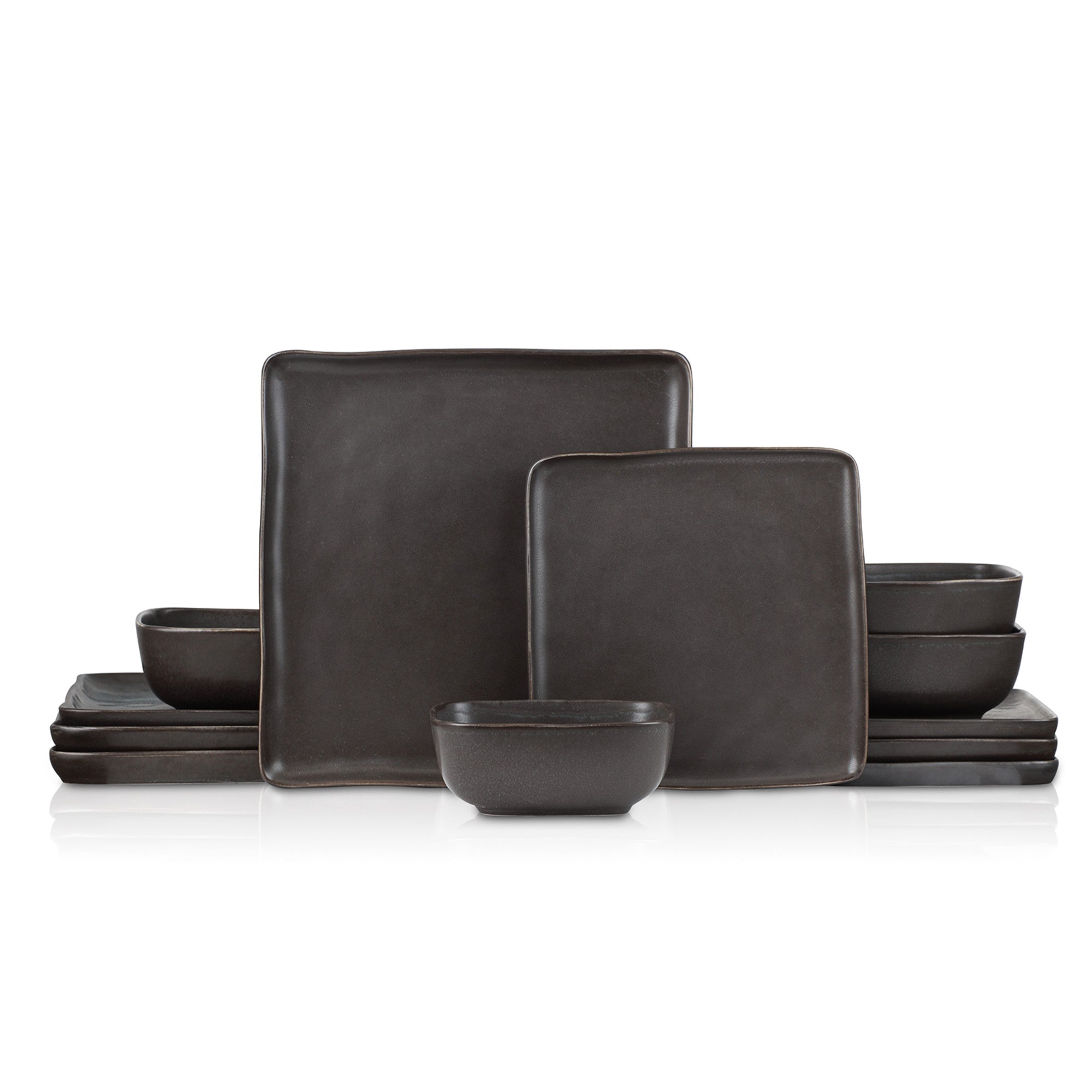 Premium Jonny Stoneware Dinnerware Set - Elegant Brown 16-Piece Dinnerware for Family & Entertaining - Durable Stoneware Plates, Bowls & Mugs for Everyday Use & Special Occasions