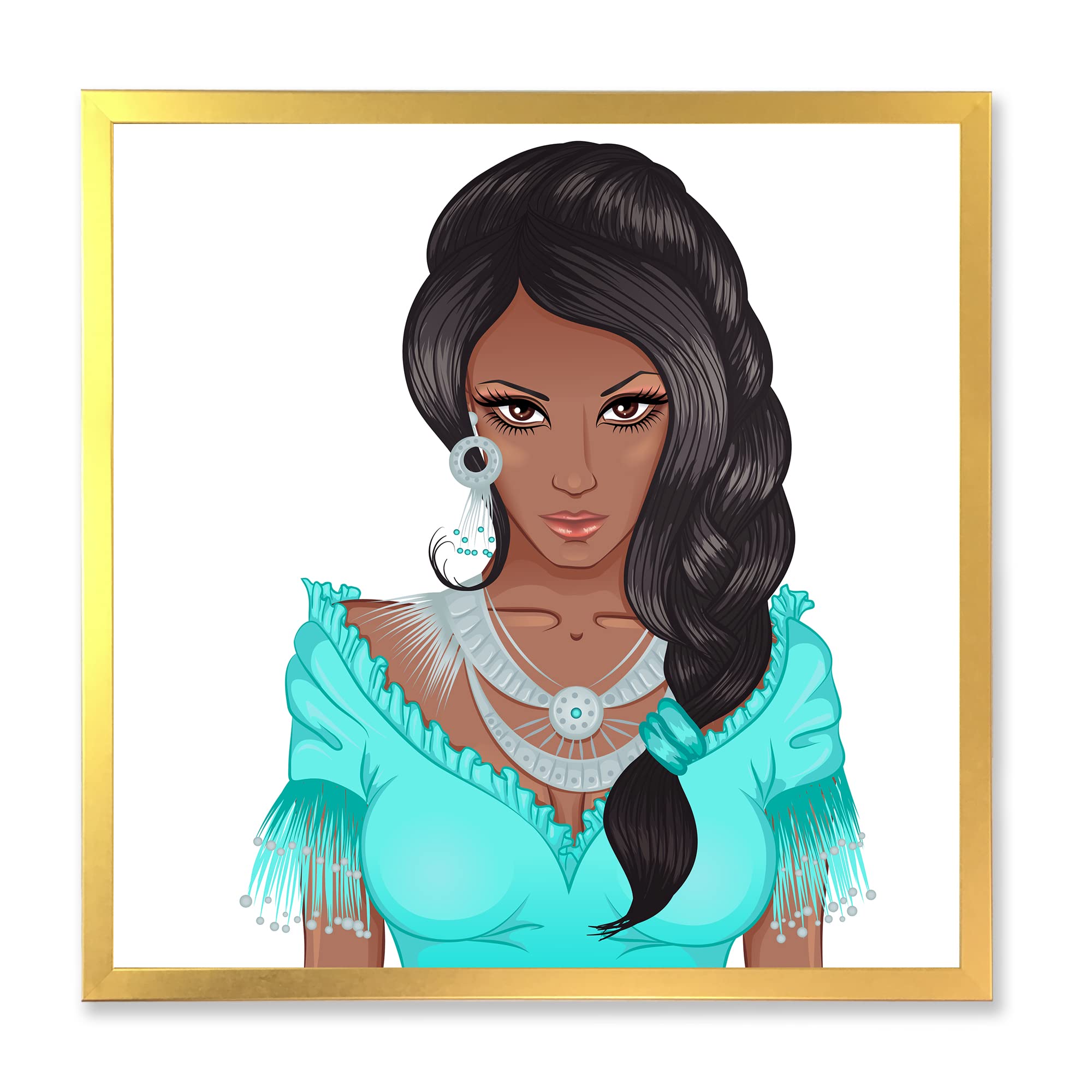 African American Woman Portrait XVI - Modern Framed Wall Art Decor for Living Room, Bedroom & Office