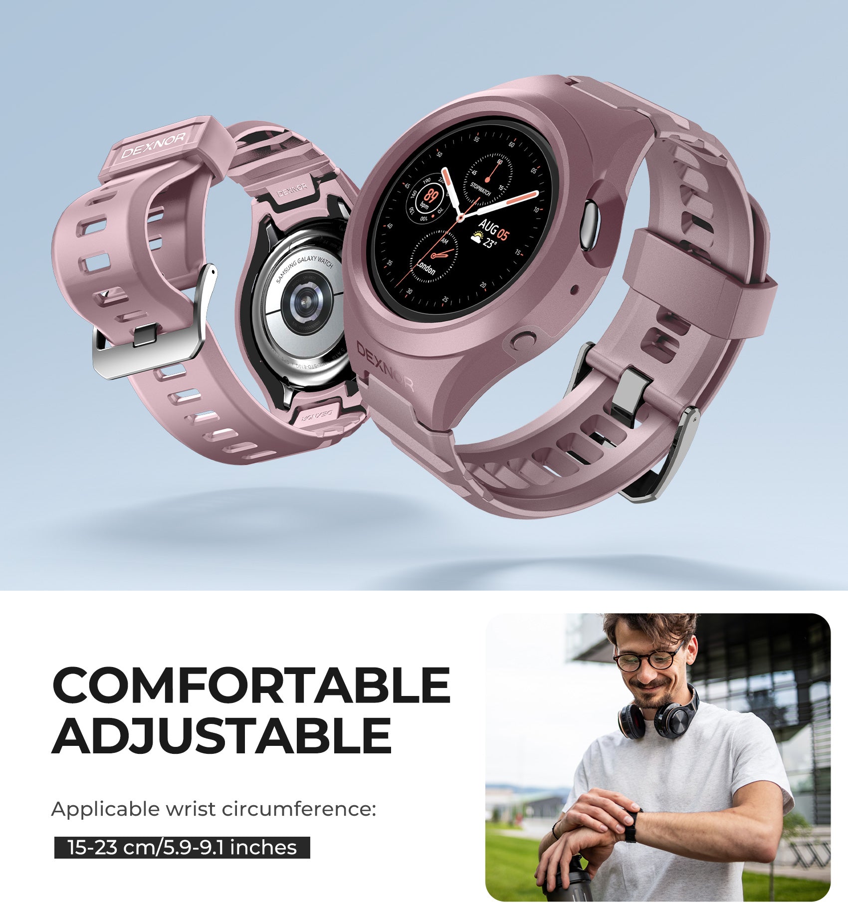 Premium Silicone Replacement Band for Samsung Galaxy Watch Active 2 (44mm) - Comfortable Durable Sport Strap for Workouts, Running & Daily Wear