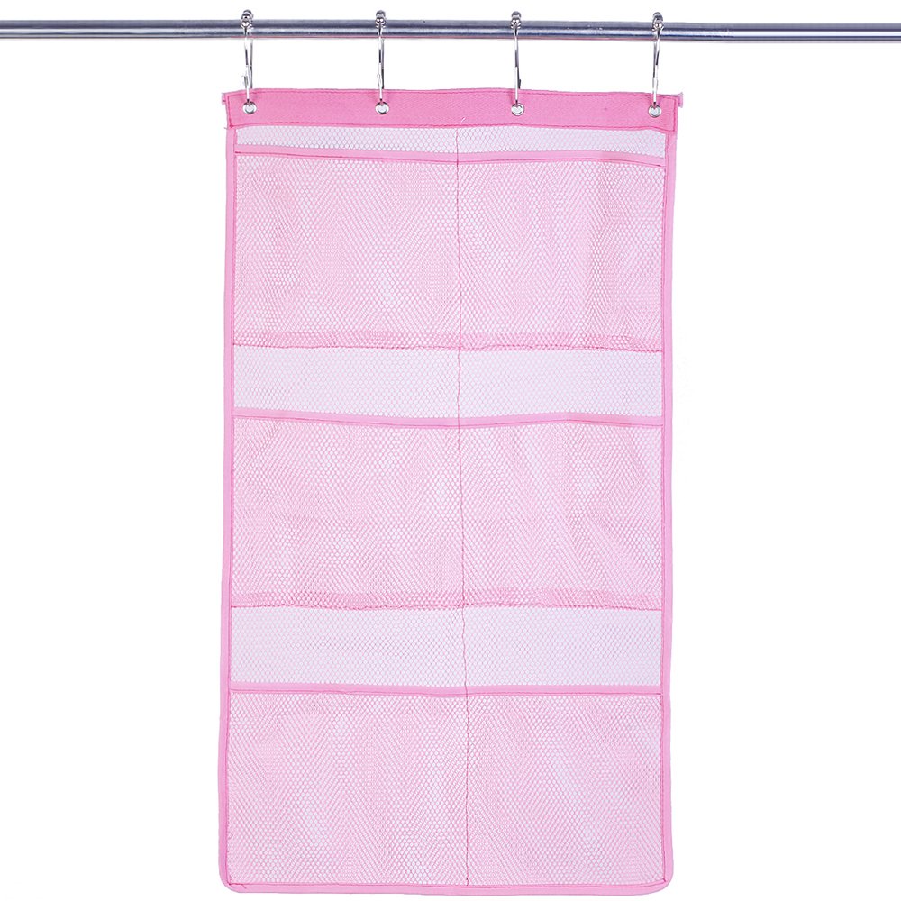ALYER 6-Pocket Hanging Mesh Shower Caddy | Space-Saving Bathroom Organizer with Quick-Dry Design | Perfect for Shower Essentials, Toiletries & Bath Accessories (Pink)