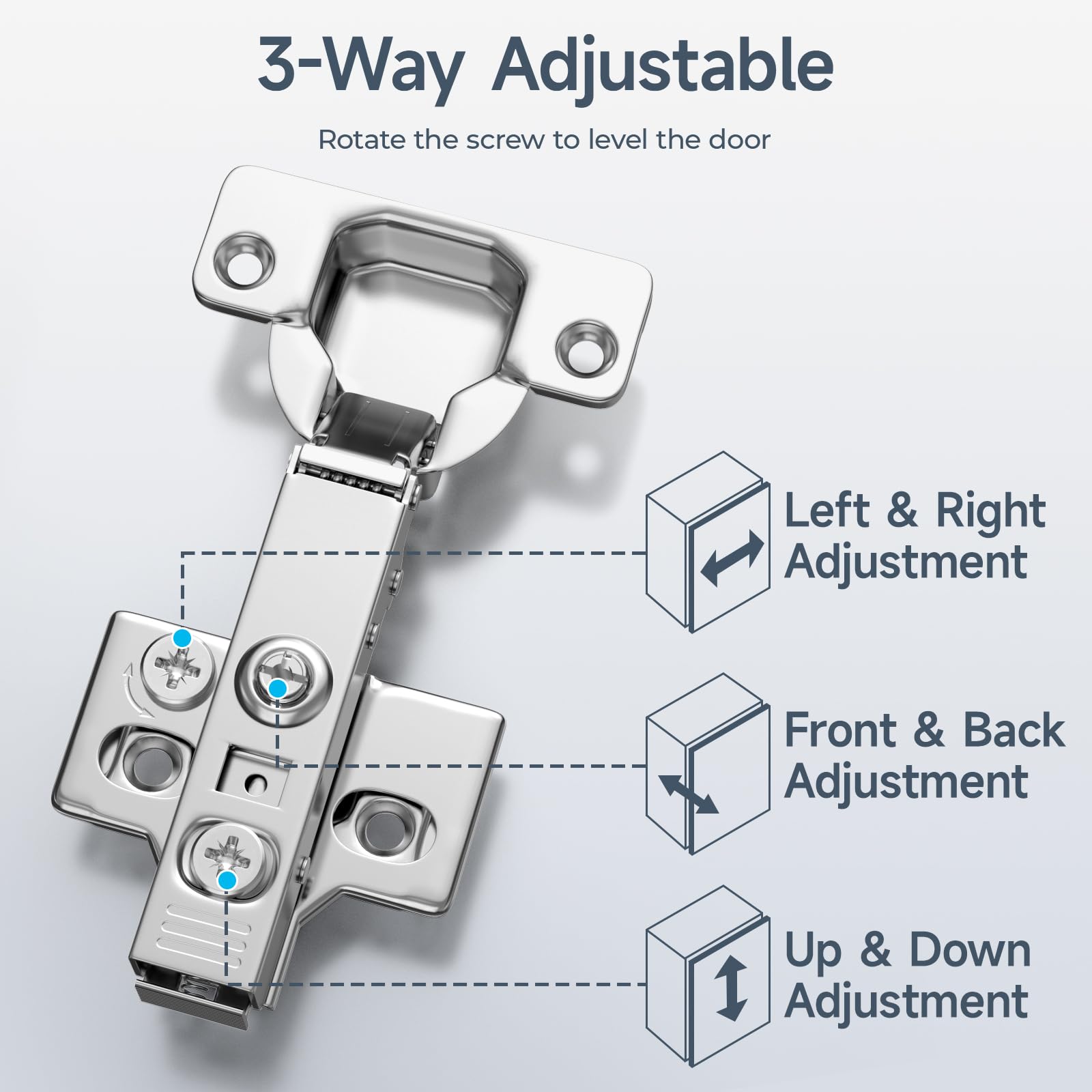 HOSOM 50 Pack Soft Close Cabinet Hinges - Full Overlay Frameless European Hinges with 3-Way Adjustment, 110° Opening Angle for Kitchen Cabinets | Durable Concealed Hinges for Smooth Quiet Closing - Perfect for Home Kitchen Renovation & Cabinet Upgrades