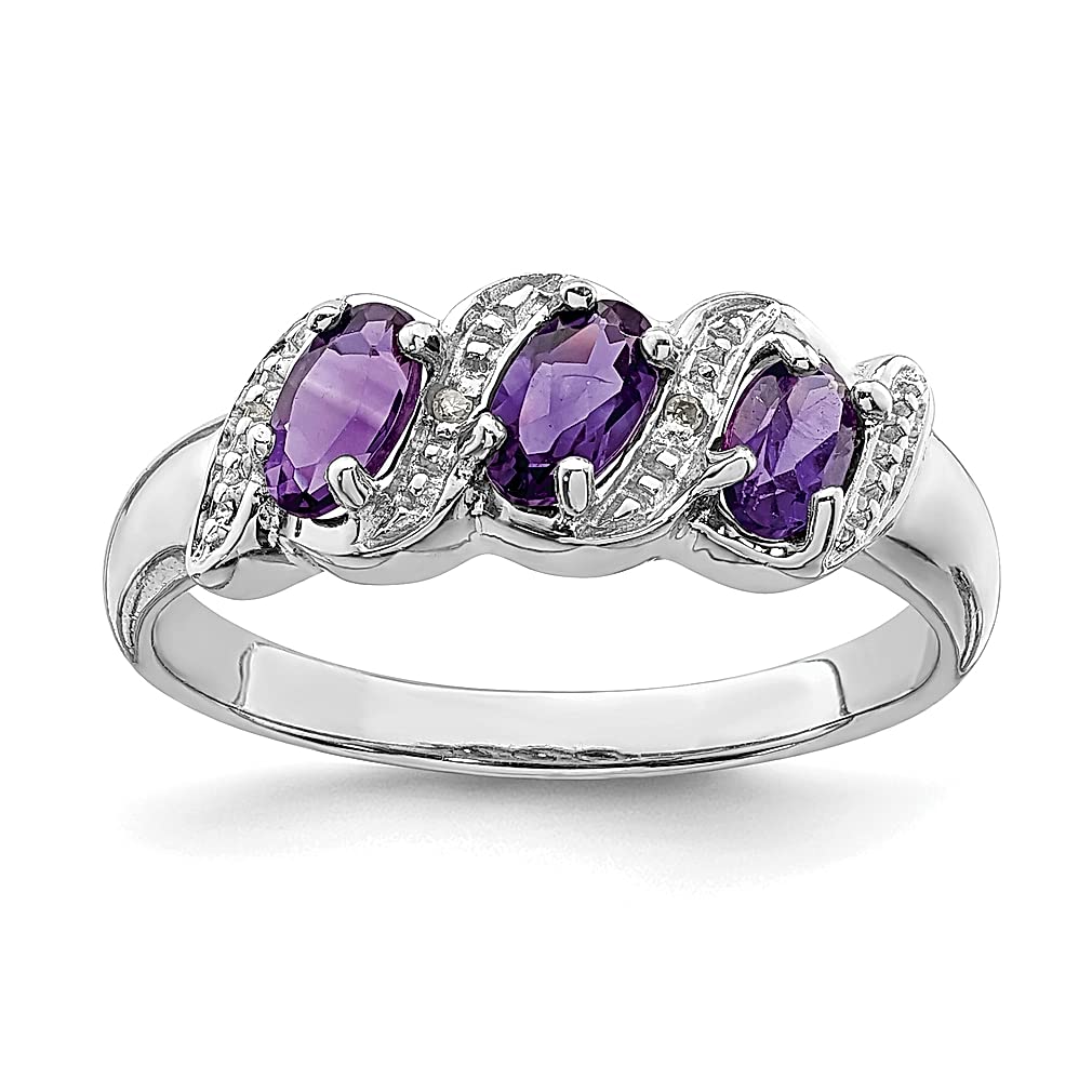 925 Sterling Silver Amethyst & Diamond Ring for Women | Elegant Gemstone Jewelry | Perfect Gift for Her | Engagement, Anniversary & Special Occasions
