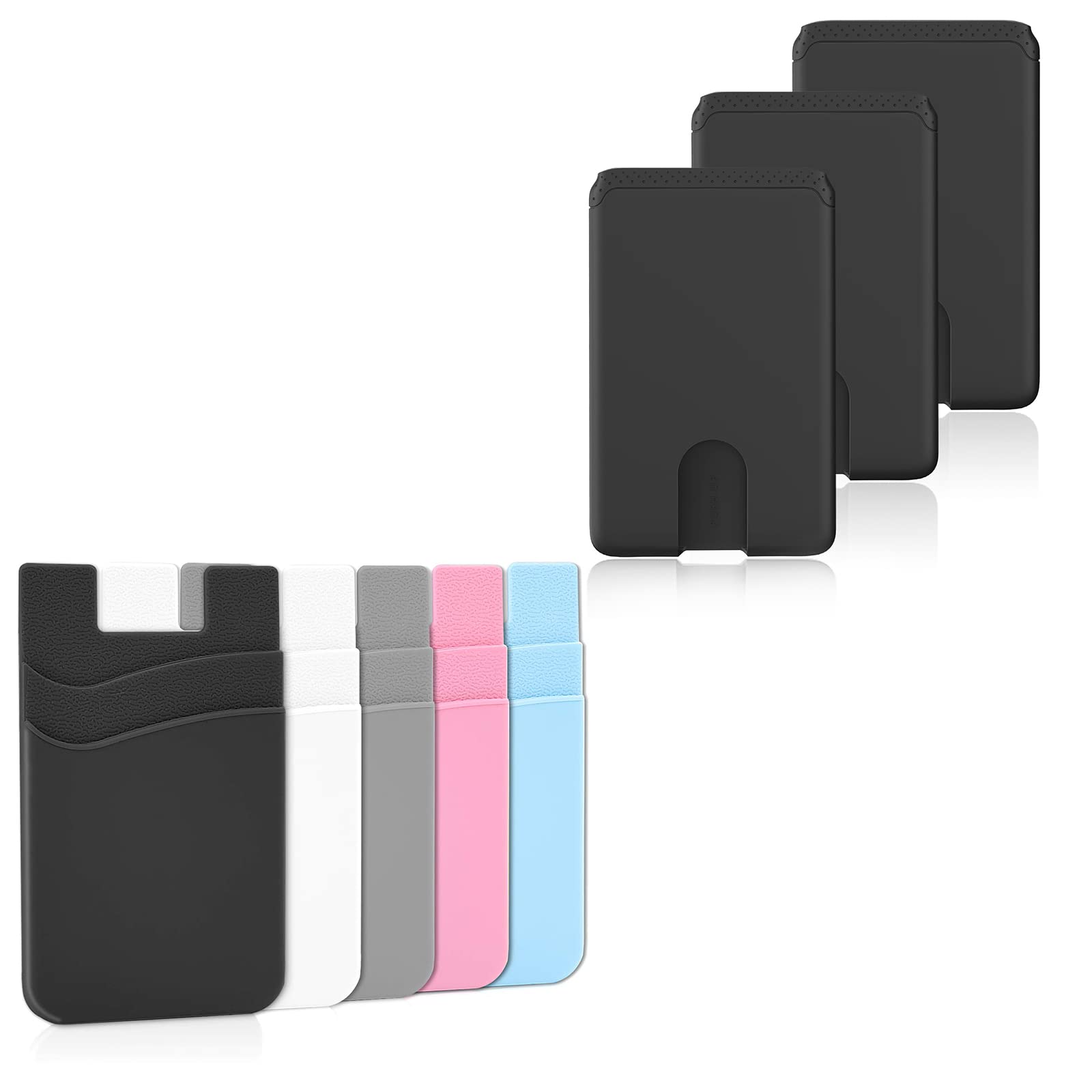 Senose Phone Card Holder - Sticky Double Layer (5pcs) & Single Layer (3pcs) Wallet for Phone Back - Perfect for Contactless Payments, ID Cards & Transit Passes | Ideal for Travel, Commuting & Everyday Use