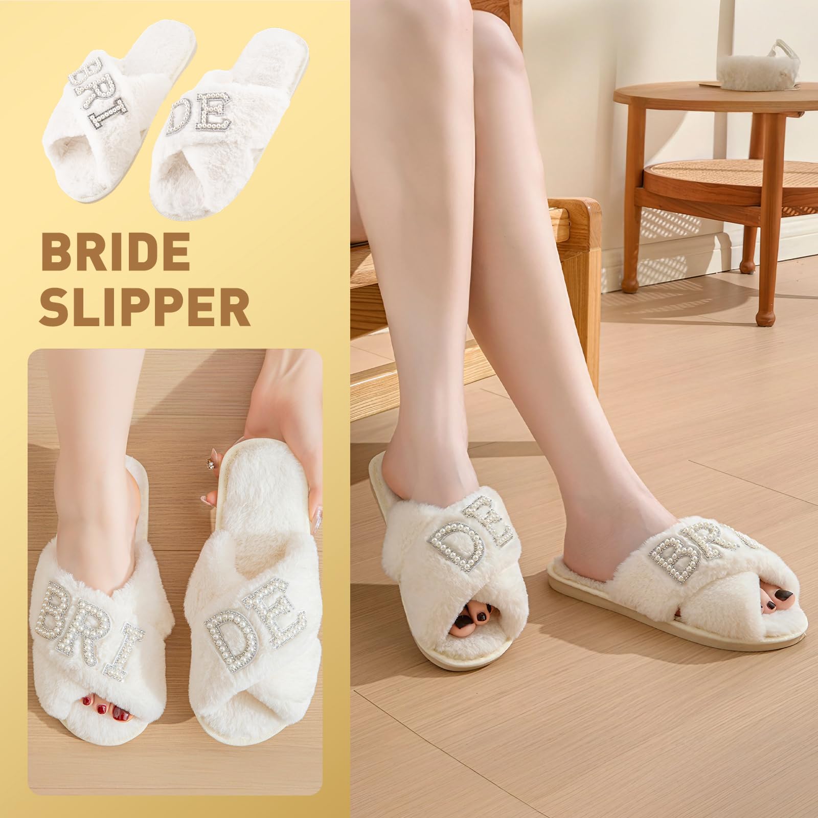 Elegant Bridal Shower Gifts Set - Bride Slippers, Tote Bag & Hair Clip - Perfect Wedding Gift for Bride-to-Be, Bachelorette Party Favors - Ideal for Bridal Showers, Wedding Prep & Honeymoon