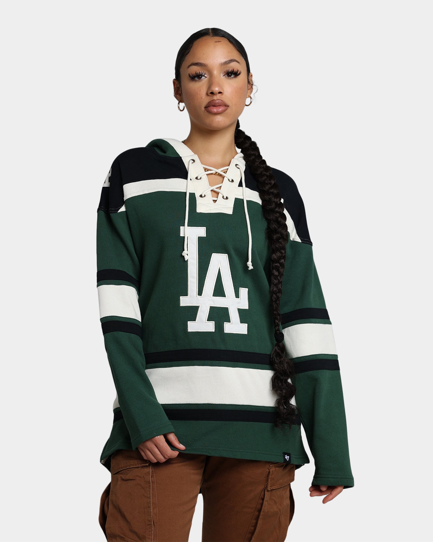 47 Brand Los Angeles Dodgers Superior Lacer Hoodie - Dark Green Baseball Pullover for Men & Women - Perfect for Game Day, Casual Wear & Outdoor Activities