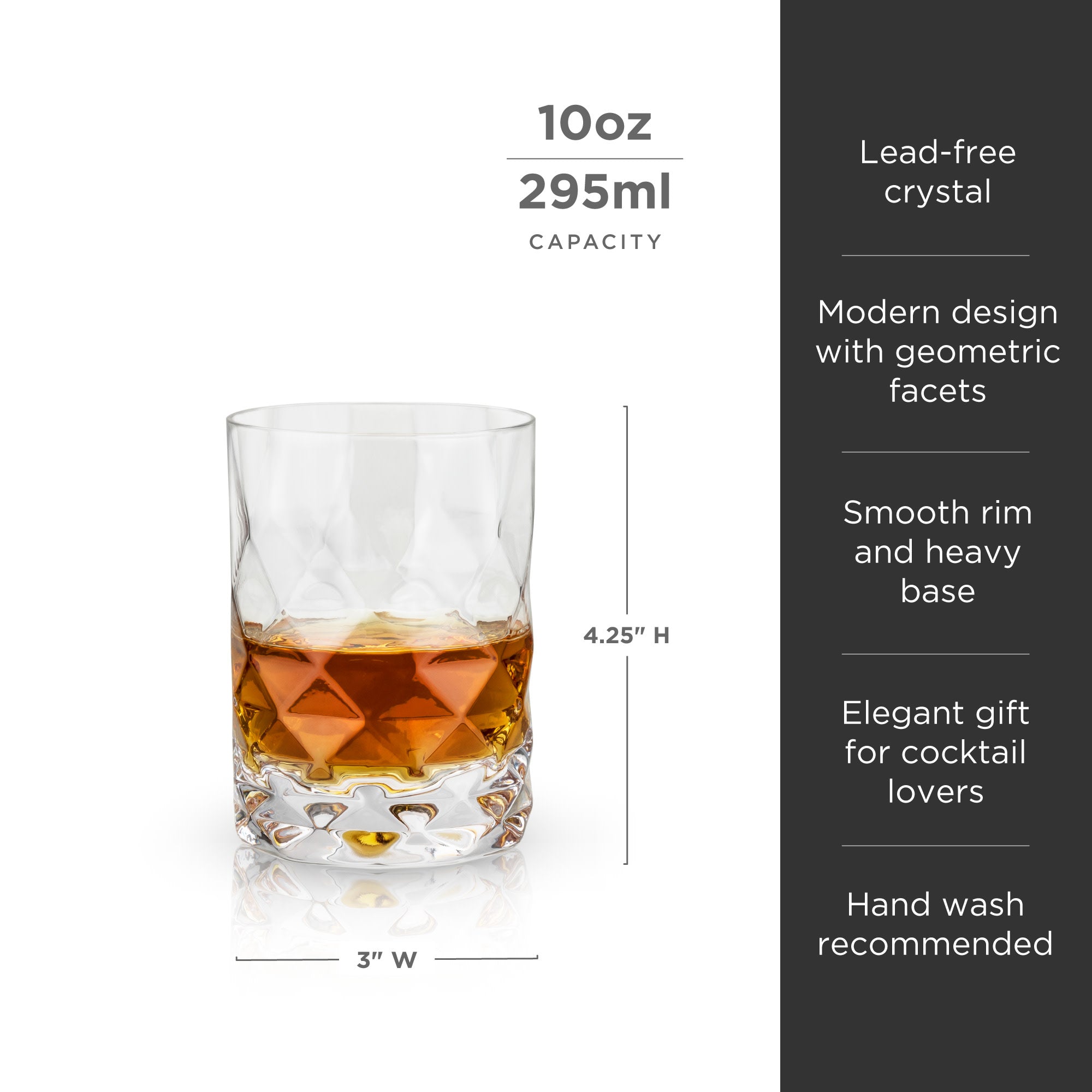 Premium Gem Crystal Tumblers Set of 2 - Elegant Glass Cups for Whiskey, Cocktails & Iced Coffee - Perfect for Home Bar, Dinner Parties & Gifts