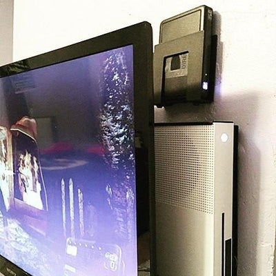 HIDEit X1S Xbox One S Wall Mount Bracket - Black | Headset & Controller Holder | Space-Saving Gaming Accessory for Home Theater & Bedroom Setup