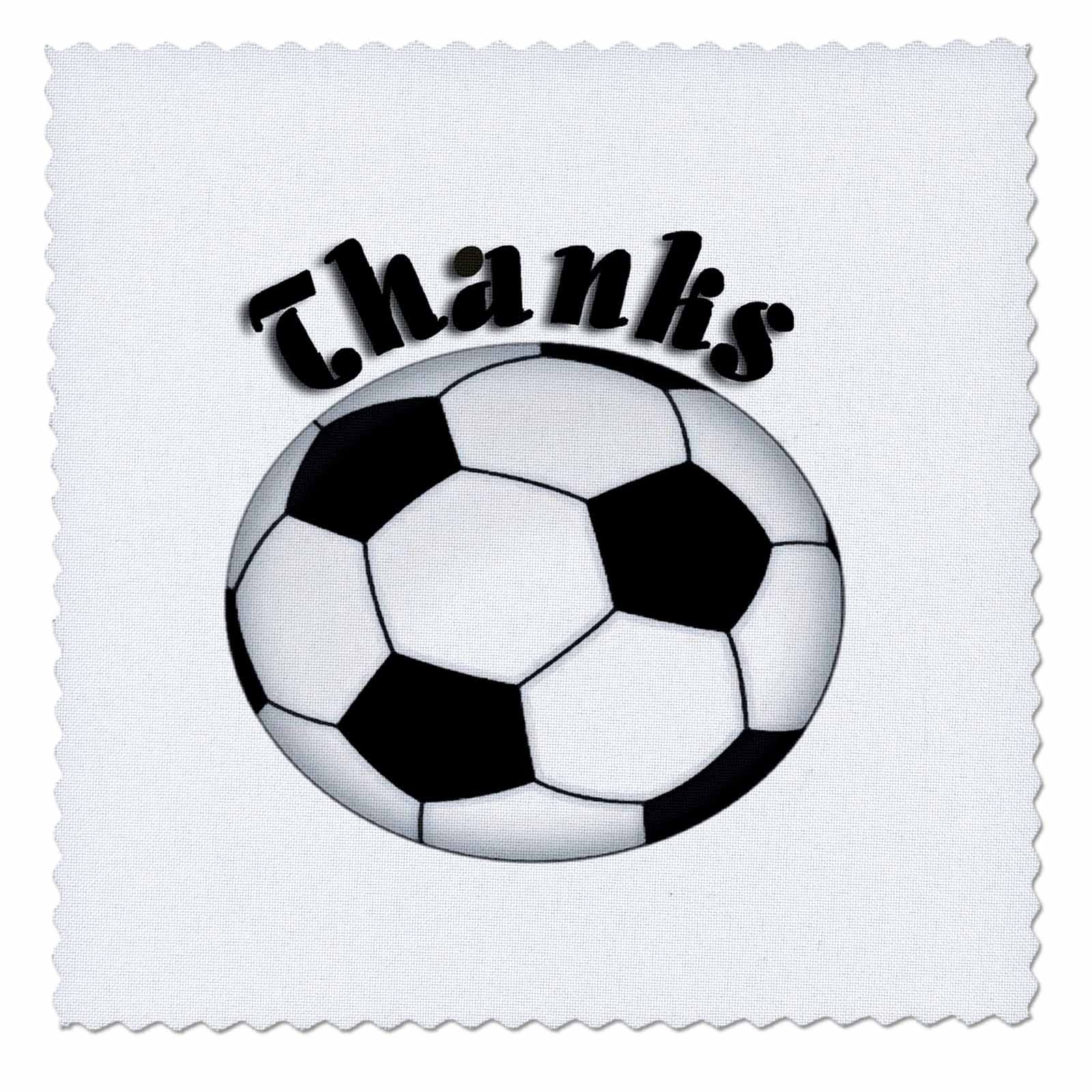 3D Rose Thanks Soccer Ball Quilt Square - 10x10 Inch Football Themed Fabric Patch - Perfect for DIY Quilting, Scrapbooking & Home Decor Projects