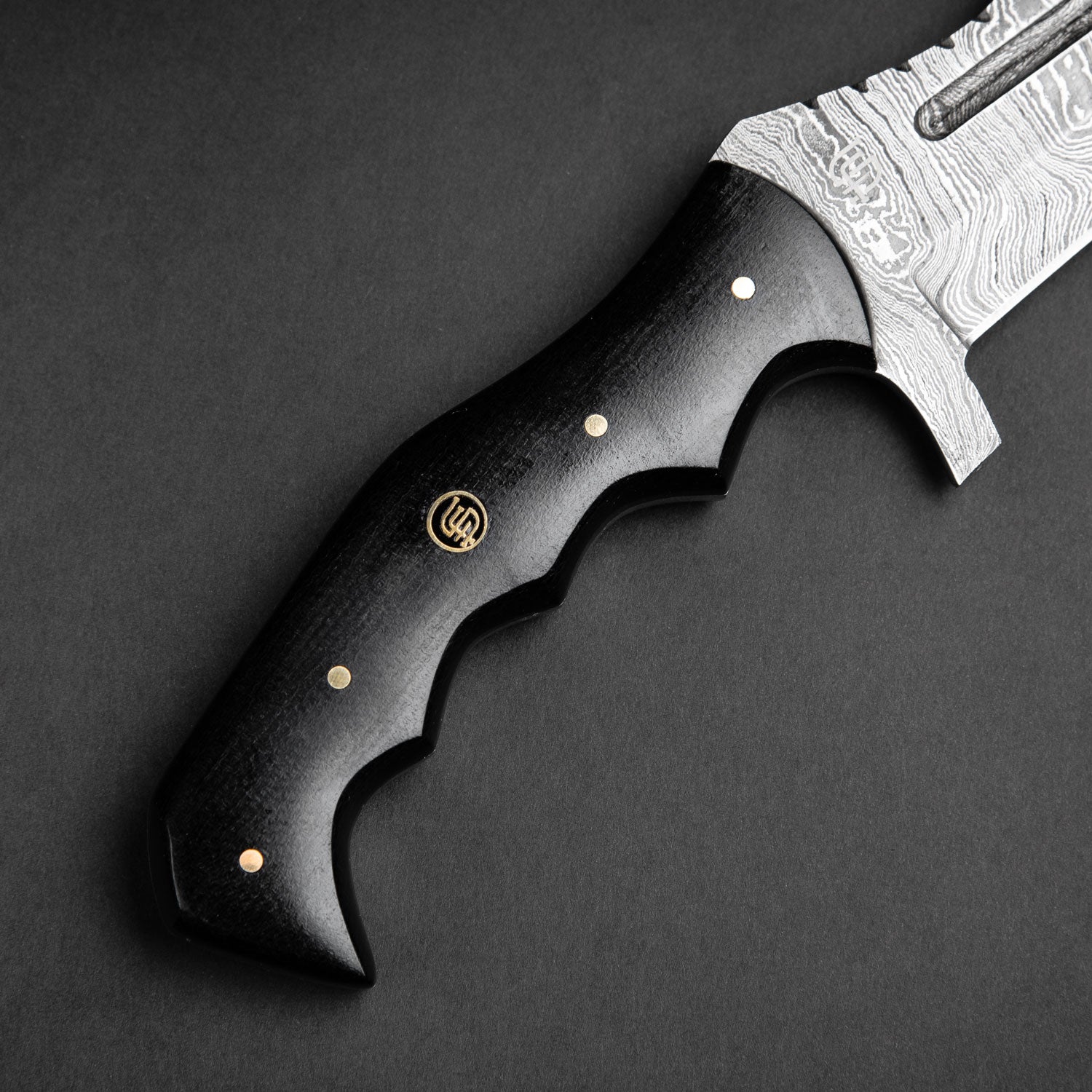 Handmade Damascus Steel Warrior Tanto Knife with Black Micarta Handle - Tactical Survival, Outdoor Camping, Bushcraft & Collection Display