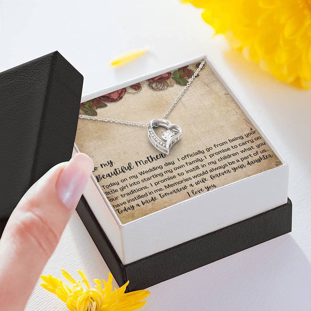 Elegant Mother of the Bride Necklace Gift Set - Thoughtful Present from Daughter or Bride with Keepsake Letter Box - Perfect for Weddings, Anniversaries & Special Occasions