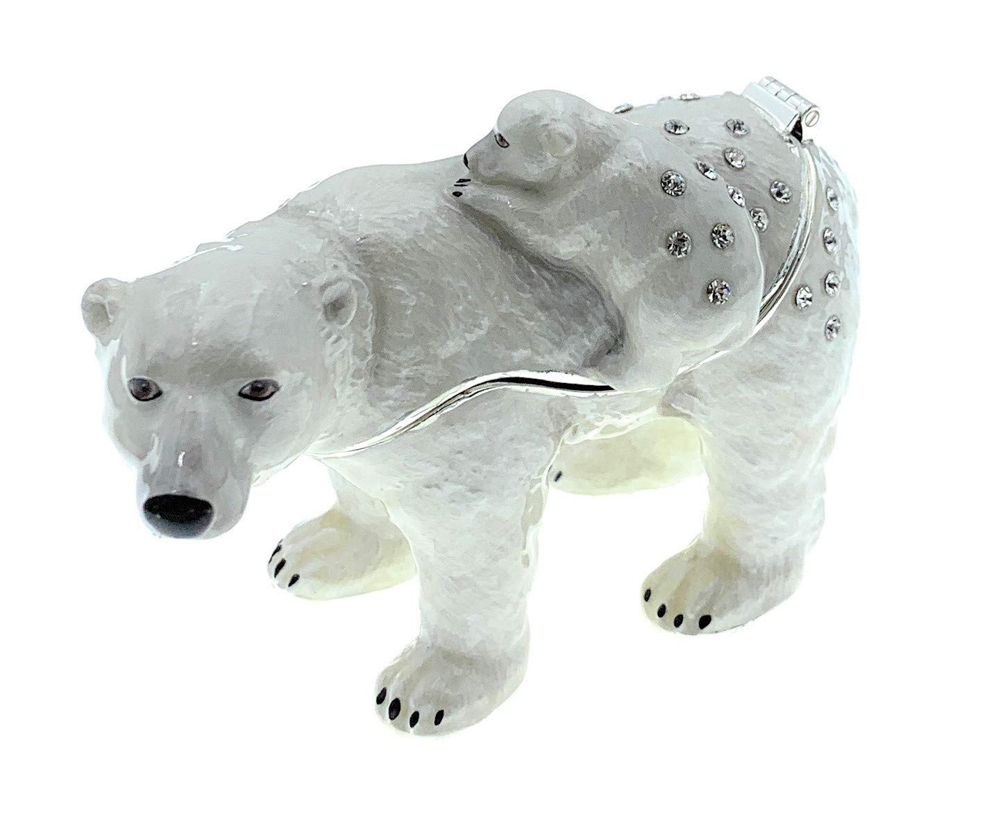 Polar Bear & Cub Trinket Box with Austrian Crystals - Perfect Gift for Collectors