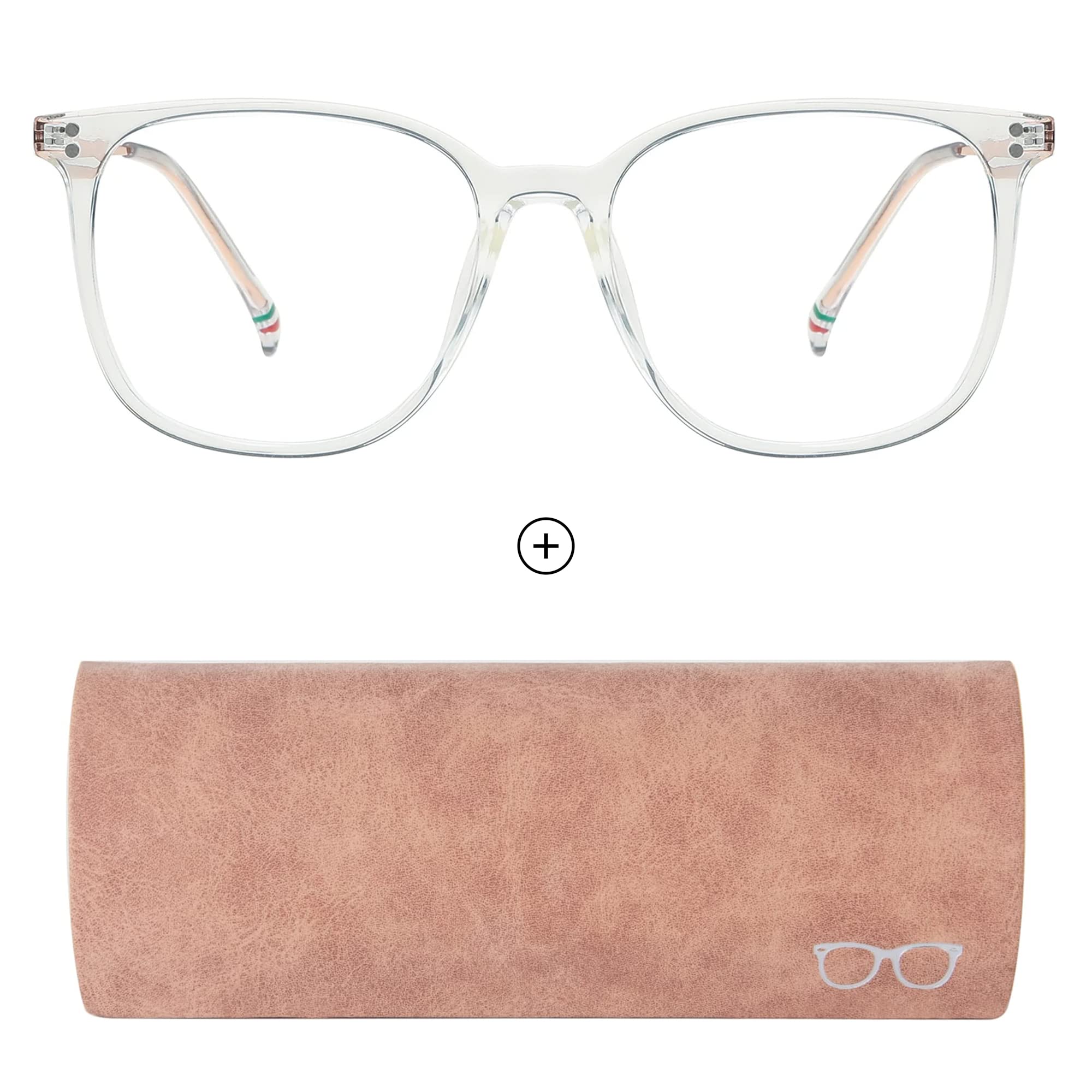 GUDVUE Blue Light Blocking Glasses - Metal Frame, Clear Gold Lens with Pink Glasses Case for Eye Strain Relief | Perfect for Gaming, Office Work & Screen Time