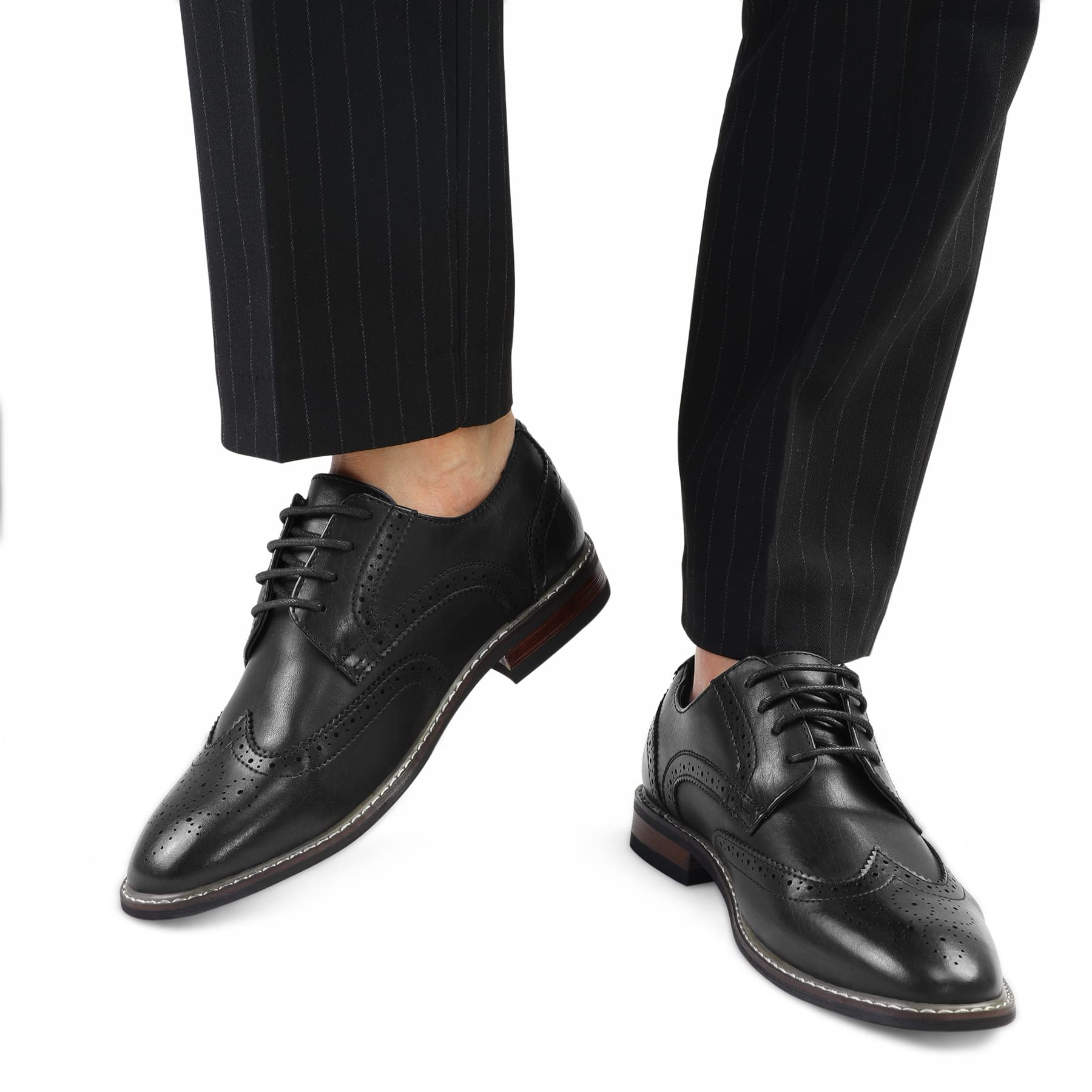 Men's Dress Shoes Formal Business Classic Lace Up Wingtip Oxford Shoes - Premium Leather Business Attire for Office, Wedding & Special Occasions