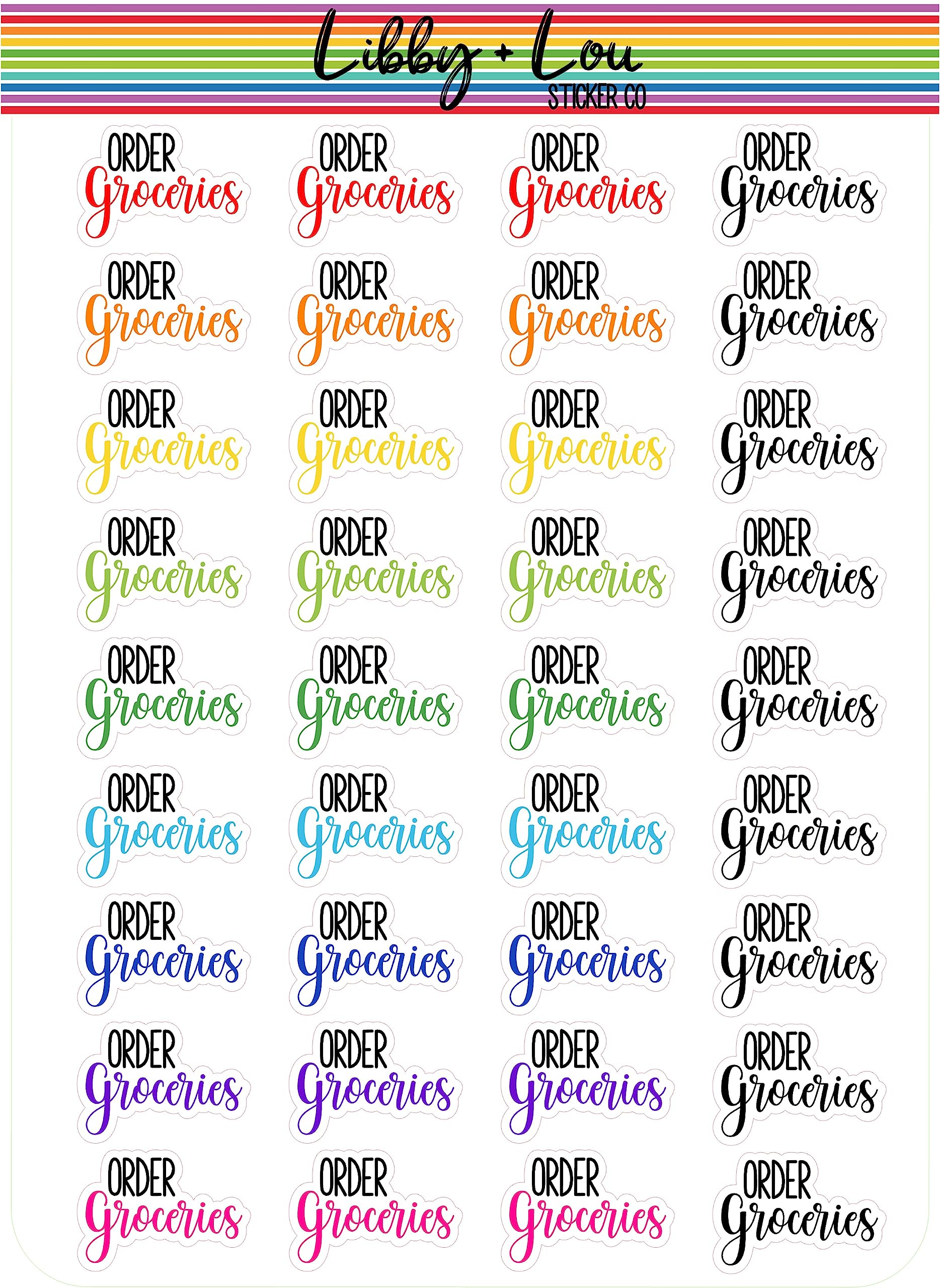 Libby and Lou Sticker Co - Grocery Shopping Planner Stickers | Organize Your Shopping List & Meal Planning | Perfect for Bullet Journals, Planners & Shopping Lists
