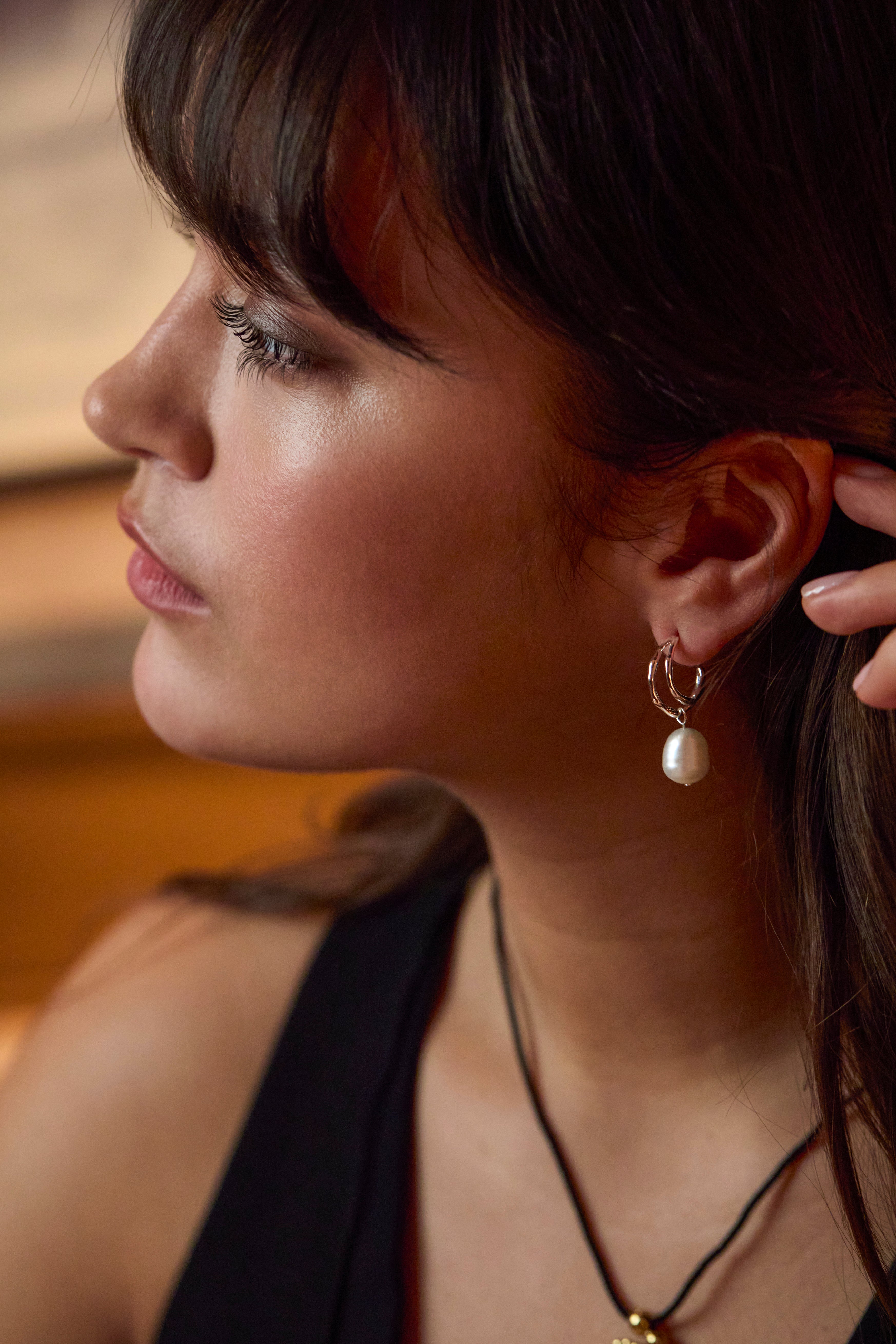 Molton Pearl Double Hoop Earrings for Women - Elegant 925 Sterling Silver Pearl Drop Earrings | Perfect for Weddings, Parties & Everyday Wear