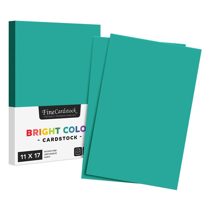 Premium Teal Card Stock Paper - 65lb Thick, Acid & Lignin Free - 50 Sheets per Pack (11