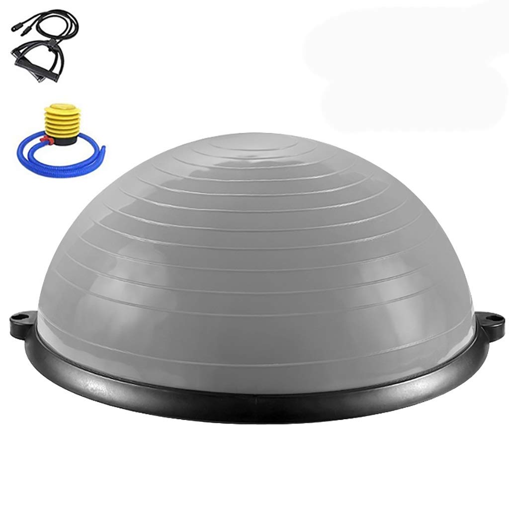 SH-PH Yoga Balance Ball - Half Ball Stability Trainer with 2 Resistance Bands for Core Strength, Home Workout & Gym Exercise - 22.8 Inch (58cm) Diameter - Ideal for Yoga, Pilates, Physical Therapy & Fitness Training (Blue)