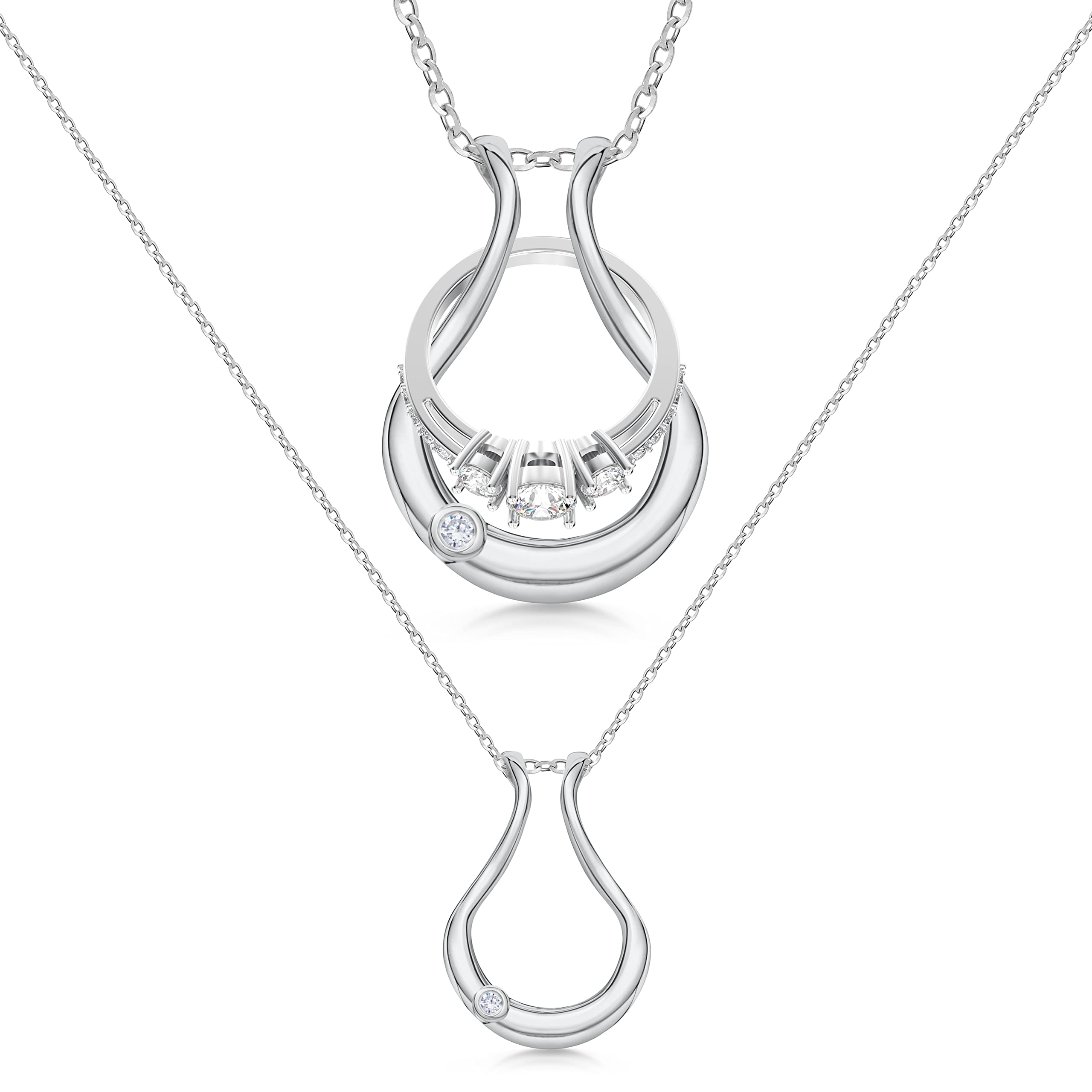 Sterling Silver Ring Holder Necklace for Women & Men - Wedding Ring Keeper Jewelry for Wife, Nurse, Doctor - Elegant Ring Necklace for Everyday Wear, Date Night & Special Occasions