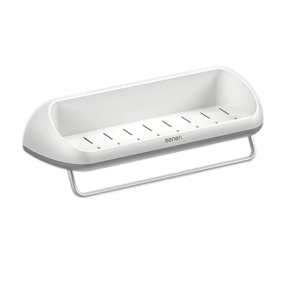 White Wall-Mounted Plastic Bathroom Shelves & Towel Rack - Space-Saving Storage for Toilet, Washstand & Shower Organization - Perfect for Small Bathrooms & Apartment Living