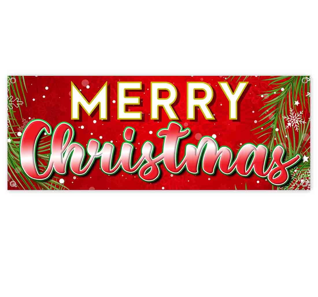 13 oz Heavy-Duty Vinyl Christmas Banner with Metal Grommets - Single-Sided Holiday Decoration for Indoor/Outdoor Christmas Party Decor