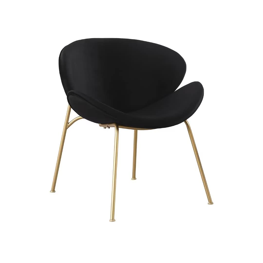 JINS&VICO Set of 2 Velvet Dining Chairs with Golden Metal Frame - Elegant Padded Armchairs with Ergonomic Backrest, Comfortable Lounge Chairs for Living Room, Bedroom or Dining Area - Perfect for Home Decor, Entertaining Guests and Relaxing (Black)
