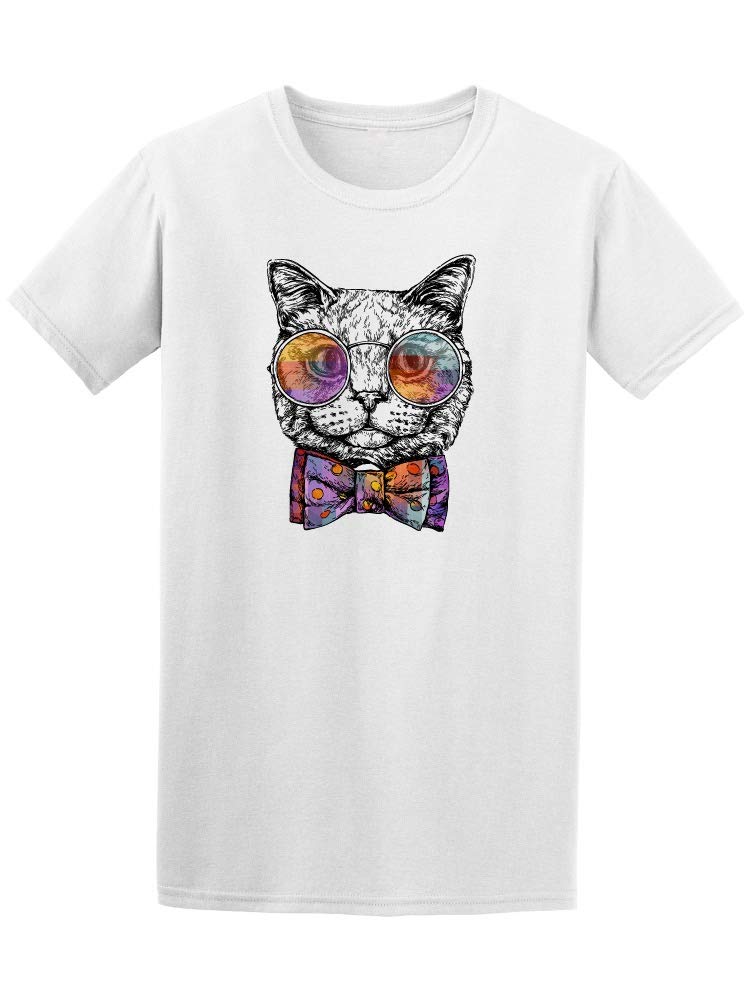 Stylish Men's Cat Print Bow Tie T-Shirt - Trendy Graphic Tee for Casual Wear, Parties & Cat Lovers