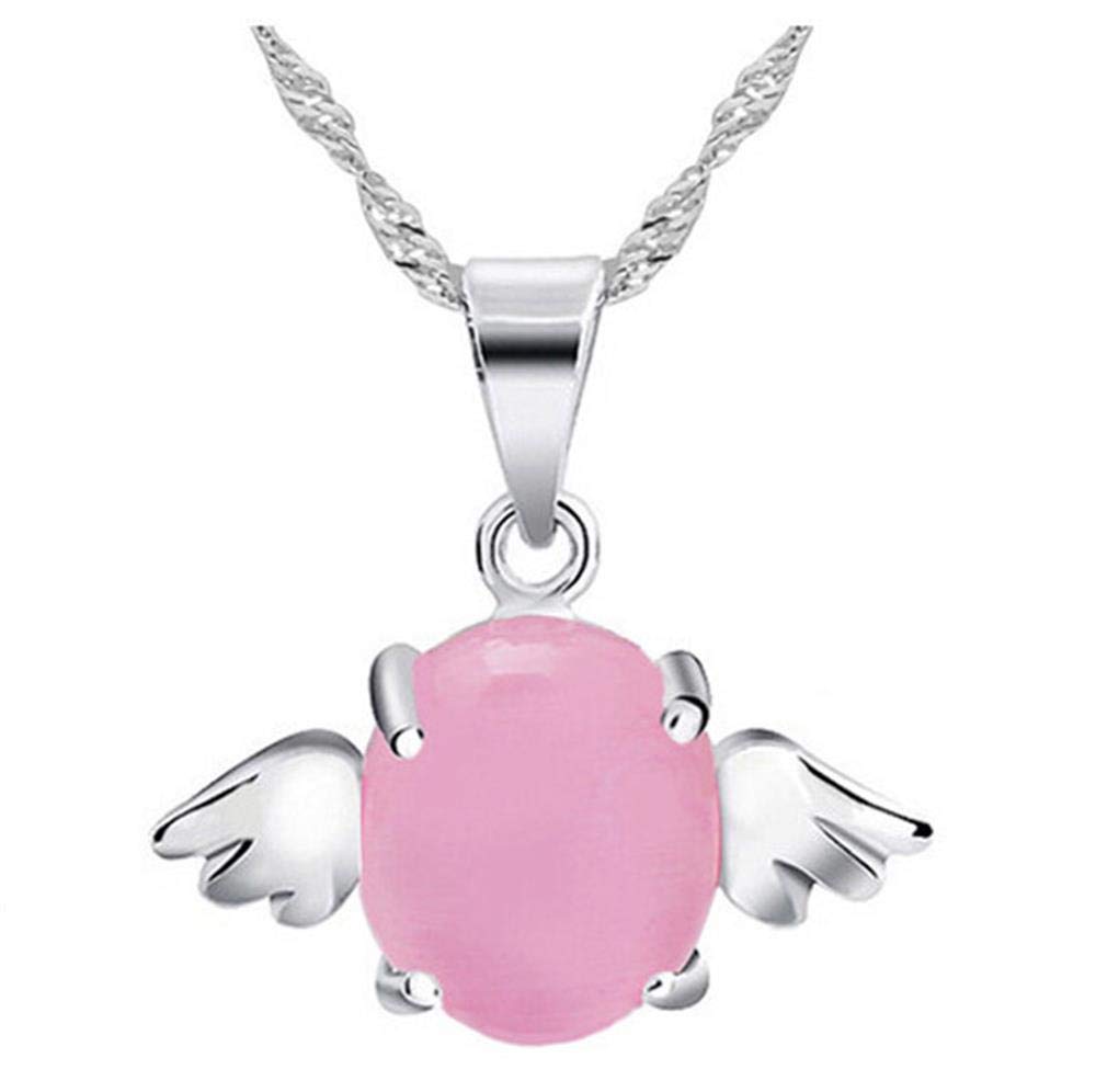 Angel Wing Pendant Necklace with Natural Water Drop Moonstone - Elegant Women's Fashion Jewelry for Everyday Wear, Gift Giving & Special Occasions
