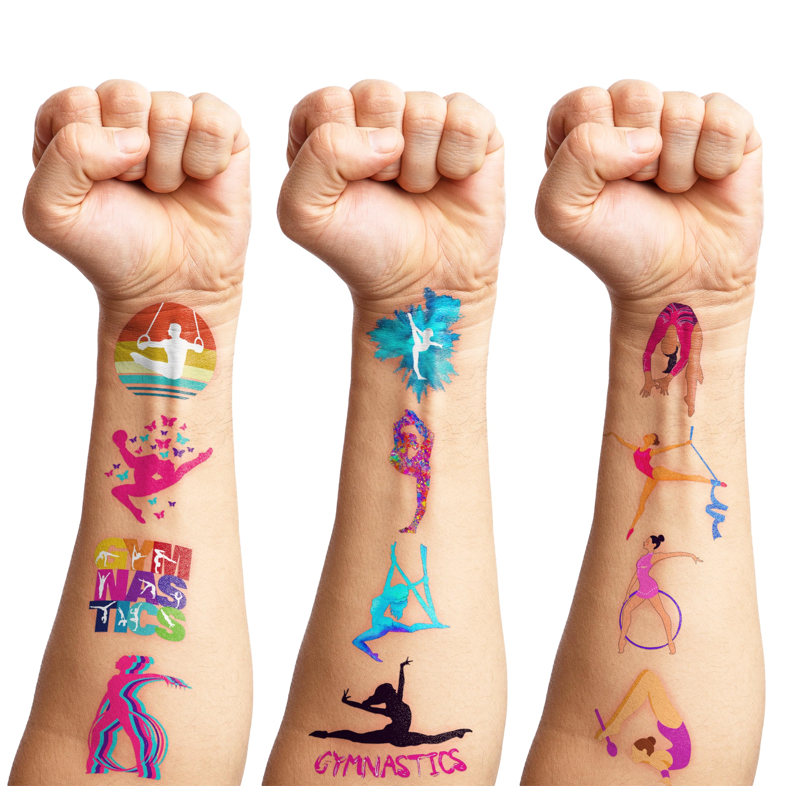 115 PCS Gymnastics Temporary Tattoos for Kids - Cheerleader Dance Stickers, Birthday Party Favors, Carnival Christmas Gifts & Class Prizes - Perfect for Gymnast Themed Decorations and Dance Recital Rewards