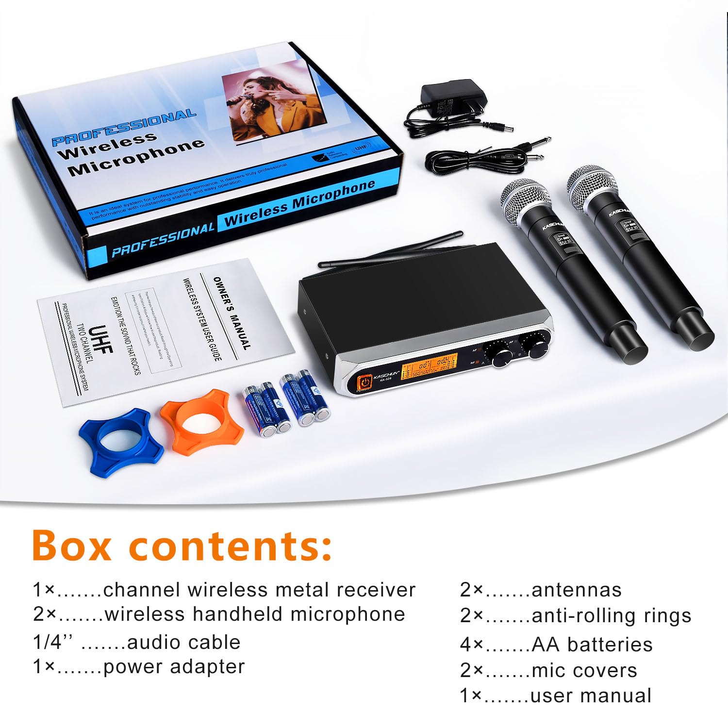 Professional Wireless Microphone System - Dynamic Cordless Mic with 100ft Range for DJ, Church, Karaoke, Home & KTV | Ideal for Live Performances, Worship Services & Home Entertainment (KA-328)