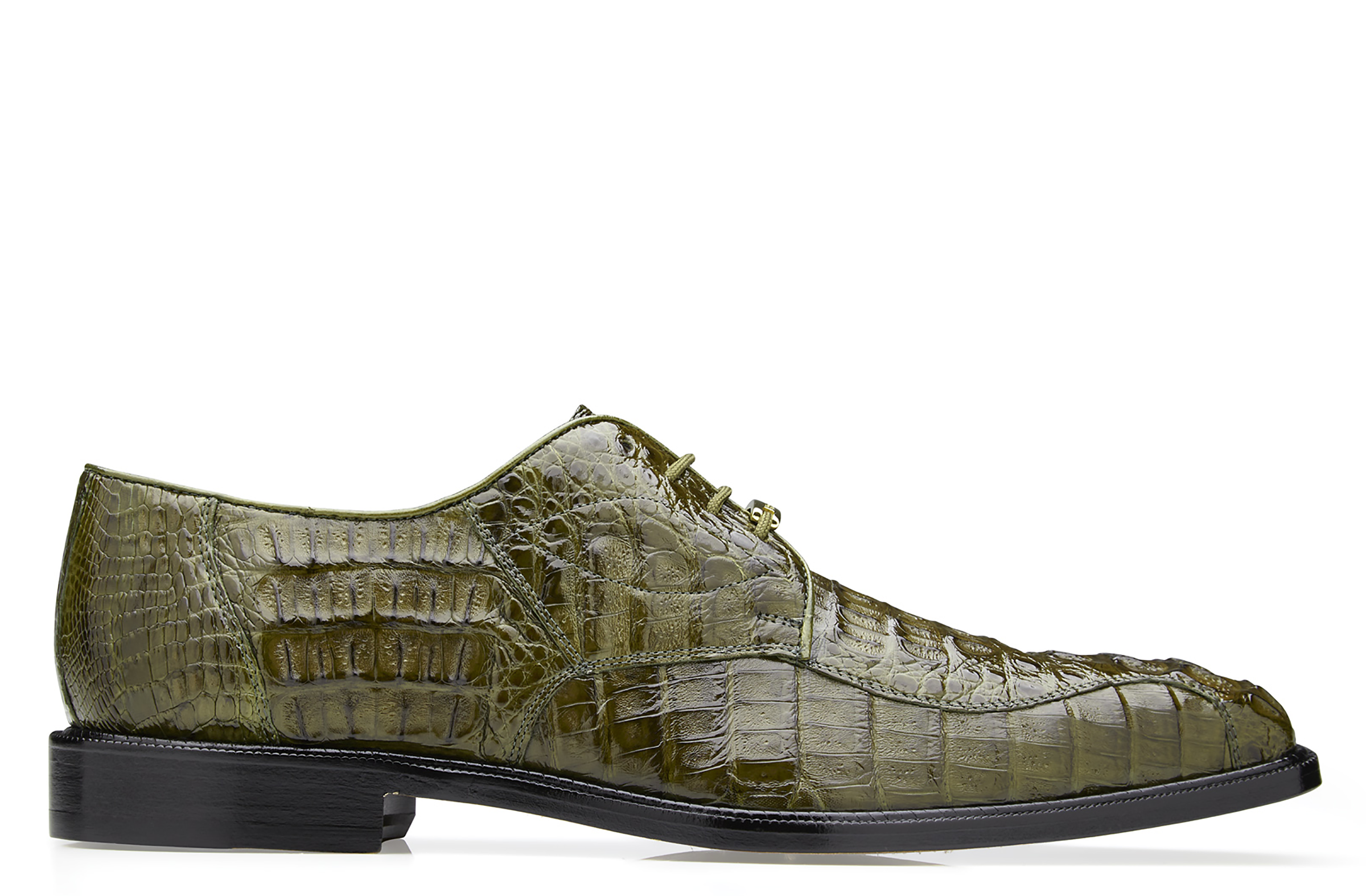 Belvedere Chapo Genuine Hornback Crocodile Dress Shoes for Men - Olive 1465 - Premium Italian Leather Formal Shoes for Business, Wedding & Special Occasions