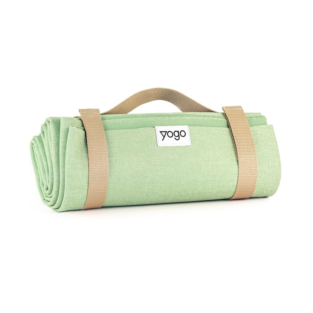 Yogo Ultralight Folding Travel Yoga Mat with Attached Straps - FSC® Certified Plant Rubber, Non-Slip Sticky Grip - Perfect for Home, Gym & Outdoor Yoga Practice