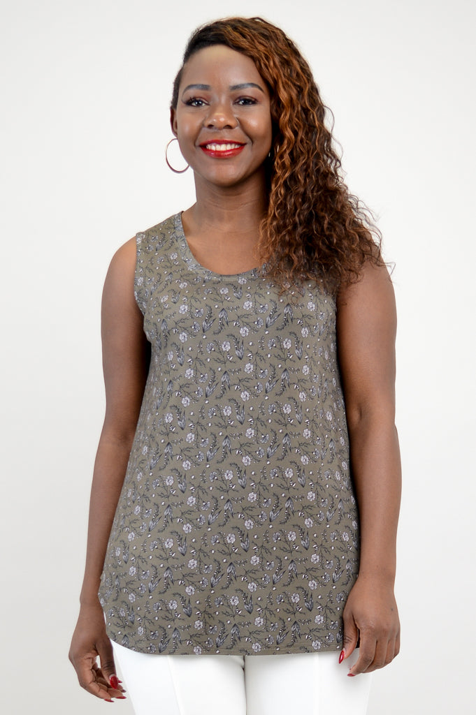 Jazz Tank Top with Daffodil Print & Bamboo Fabric - Women's Casual Summer Blouse for Music Festivals & Beach Outings