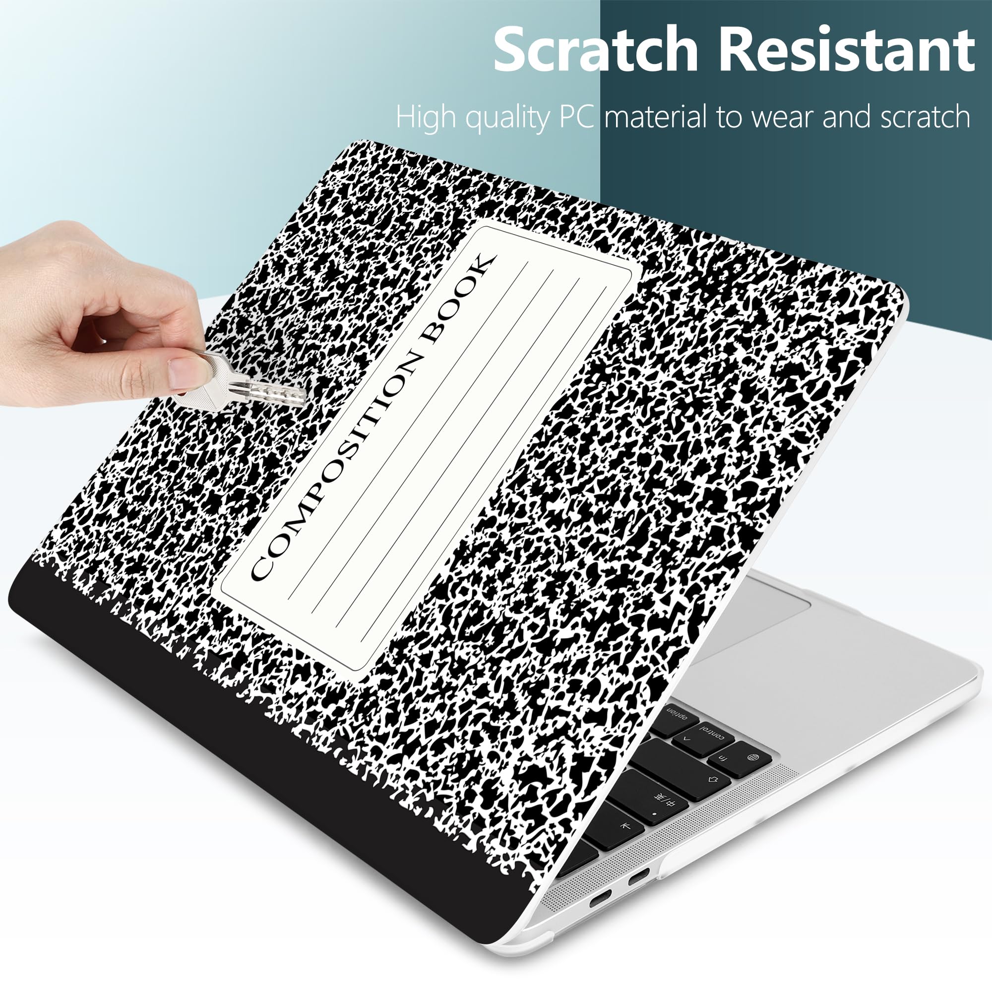 Dongke Hard Plastic Protective Case Cover for MacBook Pro 13 inch (Model A2251/A2289 2020) - Compatible with Retina Display & Touch Bar, Fits Touch ID - Composition Book Design - Perfect for Work, School & Travel Protection