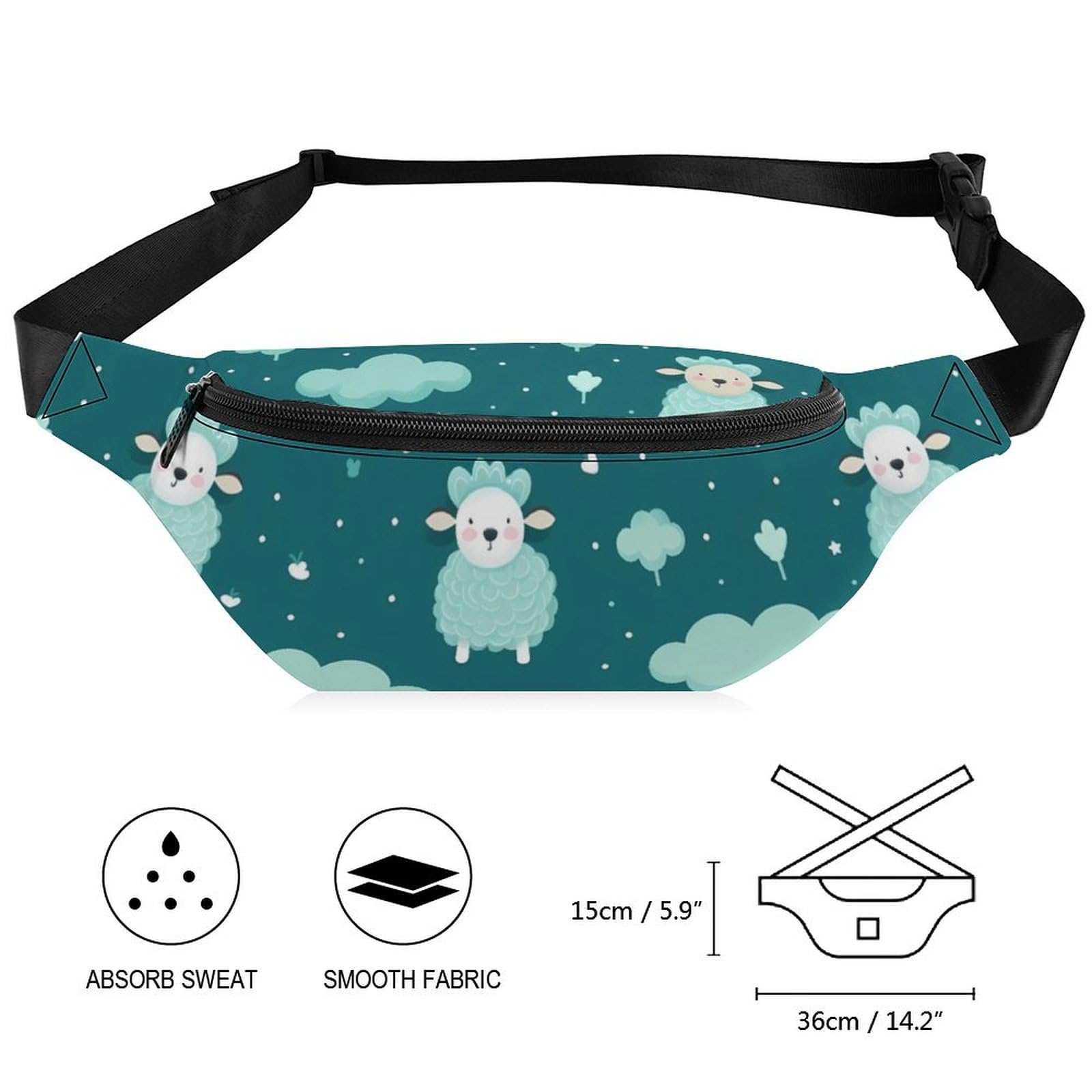 Adjustable Crossbody Waist Bag for Women & Men - Cute Sheep Design Belt Bag Pouch - Perfect for Travel, Hiking, Concerts & Daily Use