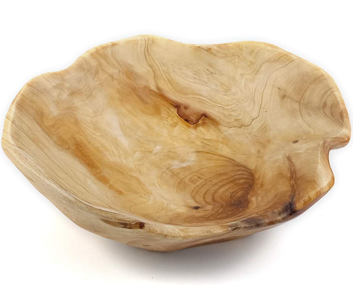 Hand-Carved Wooden Fruit Bowl - Natural Root Salad Serving Bowl 7