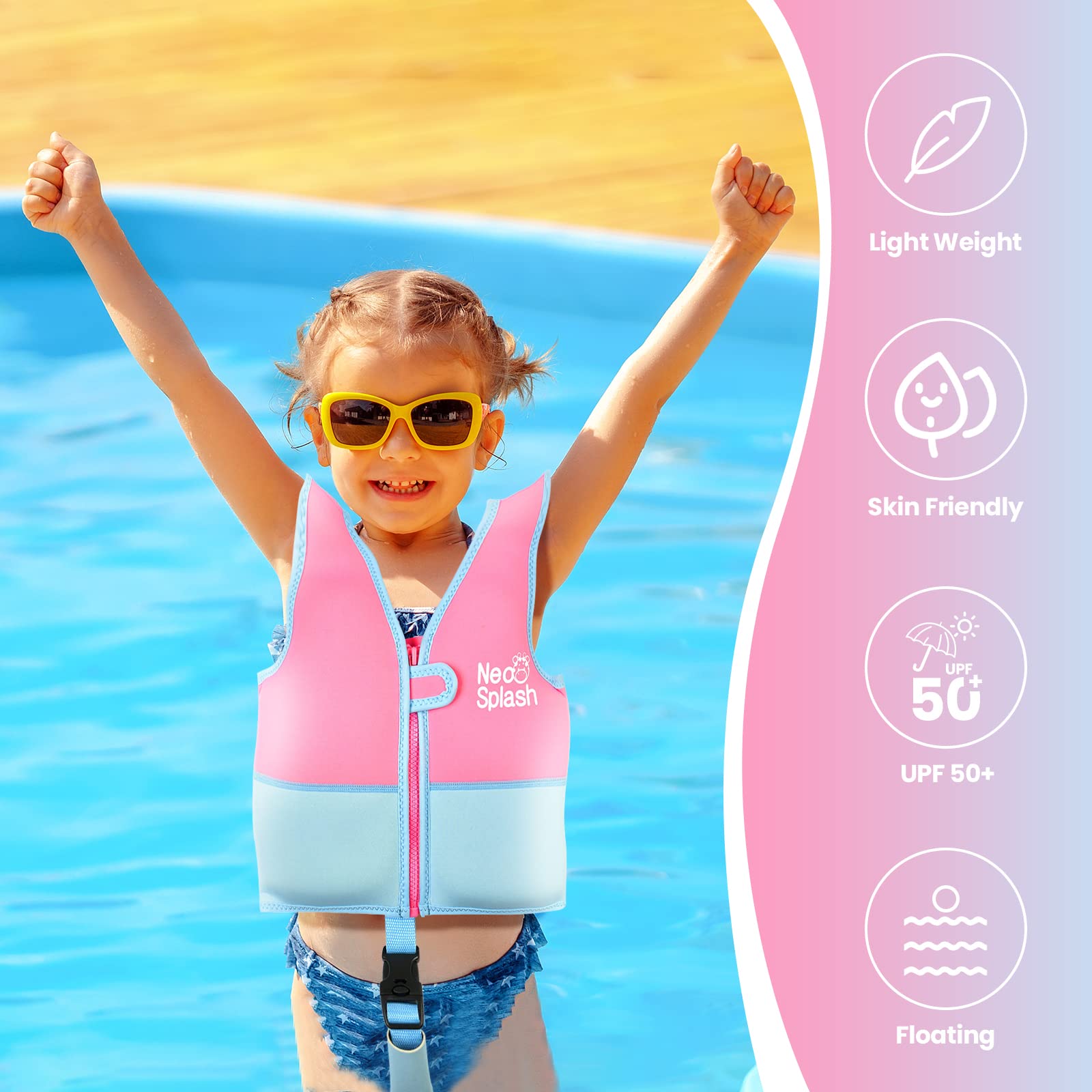 Best Neoprene Kids Swim Vest - Adjustable Safety Strap for Ages 1-6 | Swimming Aid for Toddlers & Preschoolers | Perfect for Pool, Beach & Water Park Safety