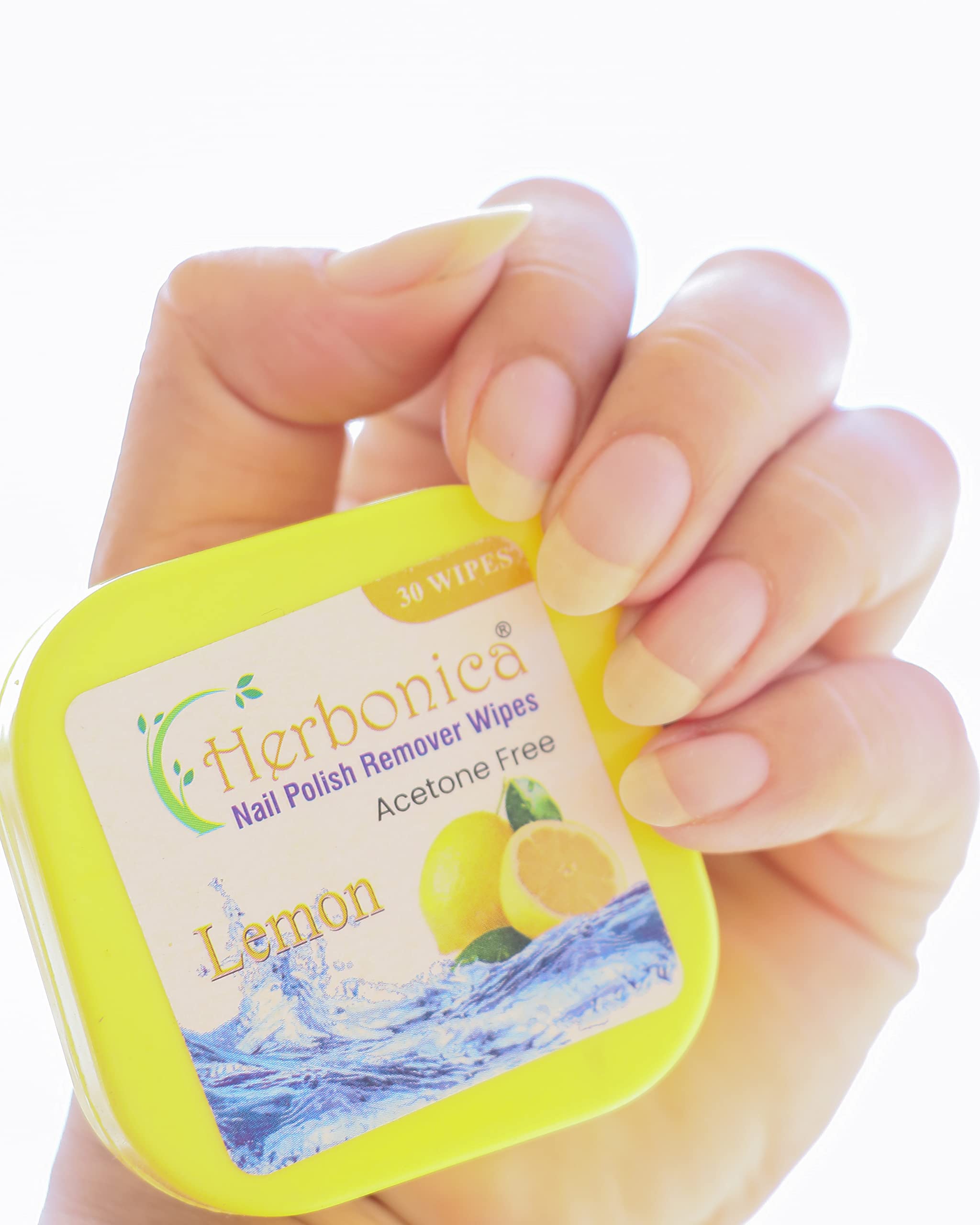 Herbonica Nail Polish Remover Wipes - 120 Pads (4 x 30 Count) with Rose, Orange, Lemon & Green Apple Scents | Gentle Acetone-Free Nail Cleaner for Manicures, Travel & On-The-Go Use