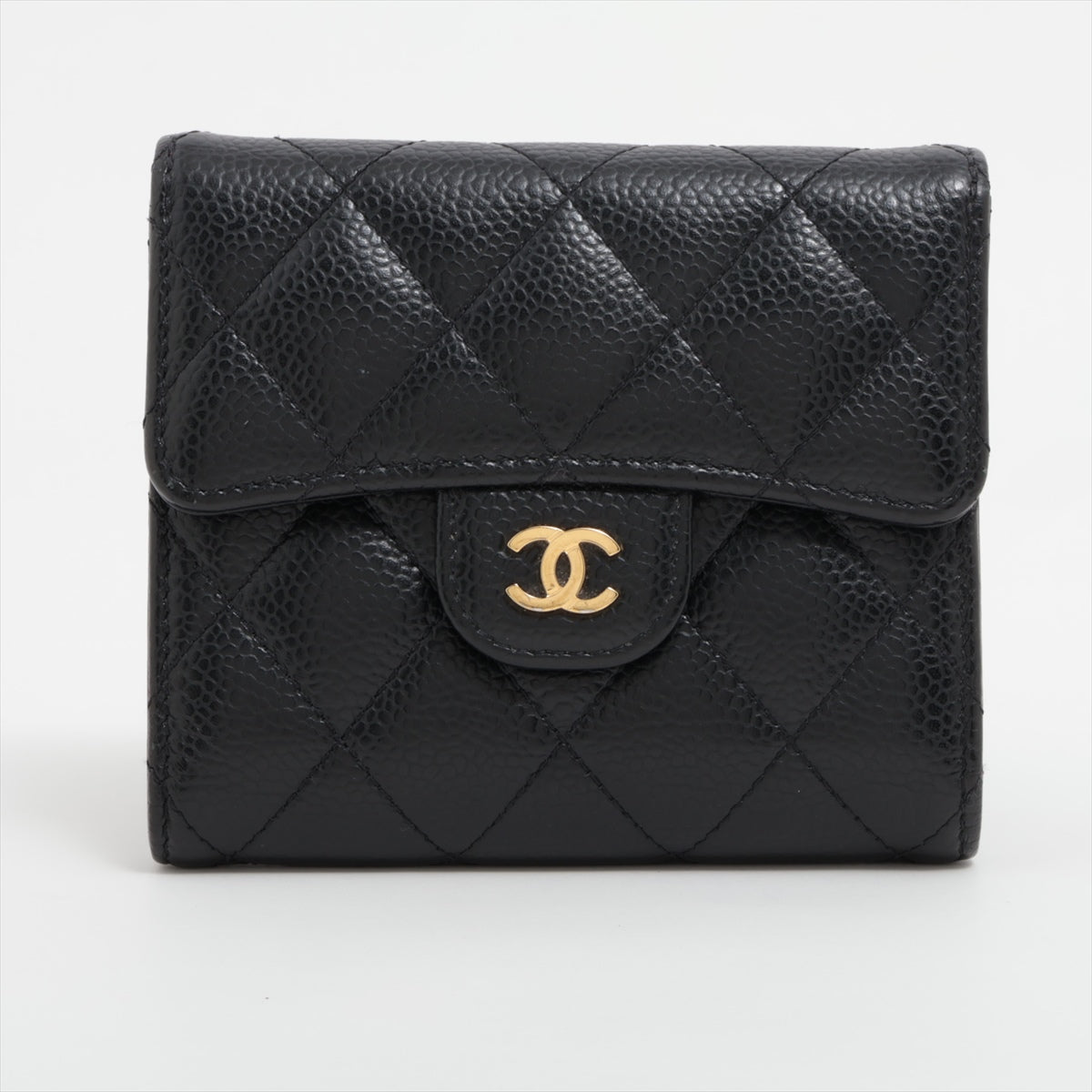 Chanel Caviar Black Compact Wallet with Microchip - Luxury Designer Wallet for Women - Perfect for Everyday Use, Travel & Special Occasions