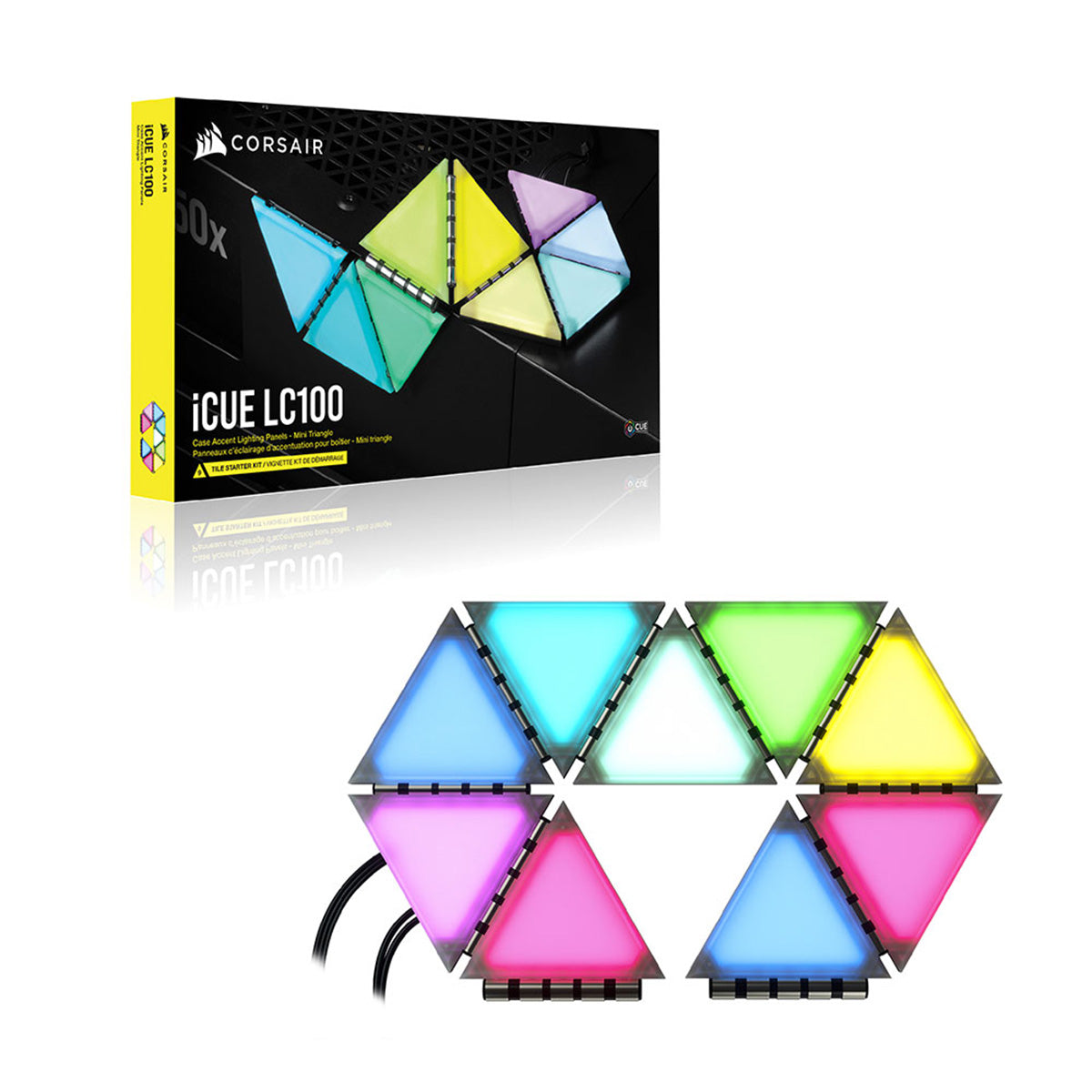 Corsair iCUE LC100 RGB Mini Triangle Case Lighting Panels Starter Kit - PC Gaming Setup, Custom PC Build, Desktop Aesthetic Enhancement