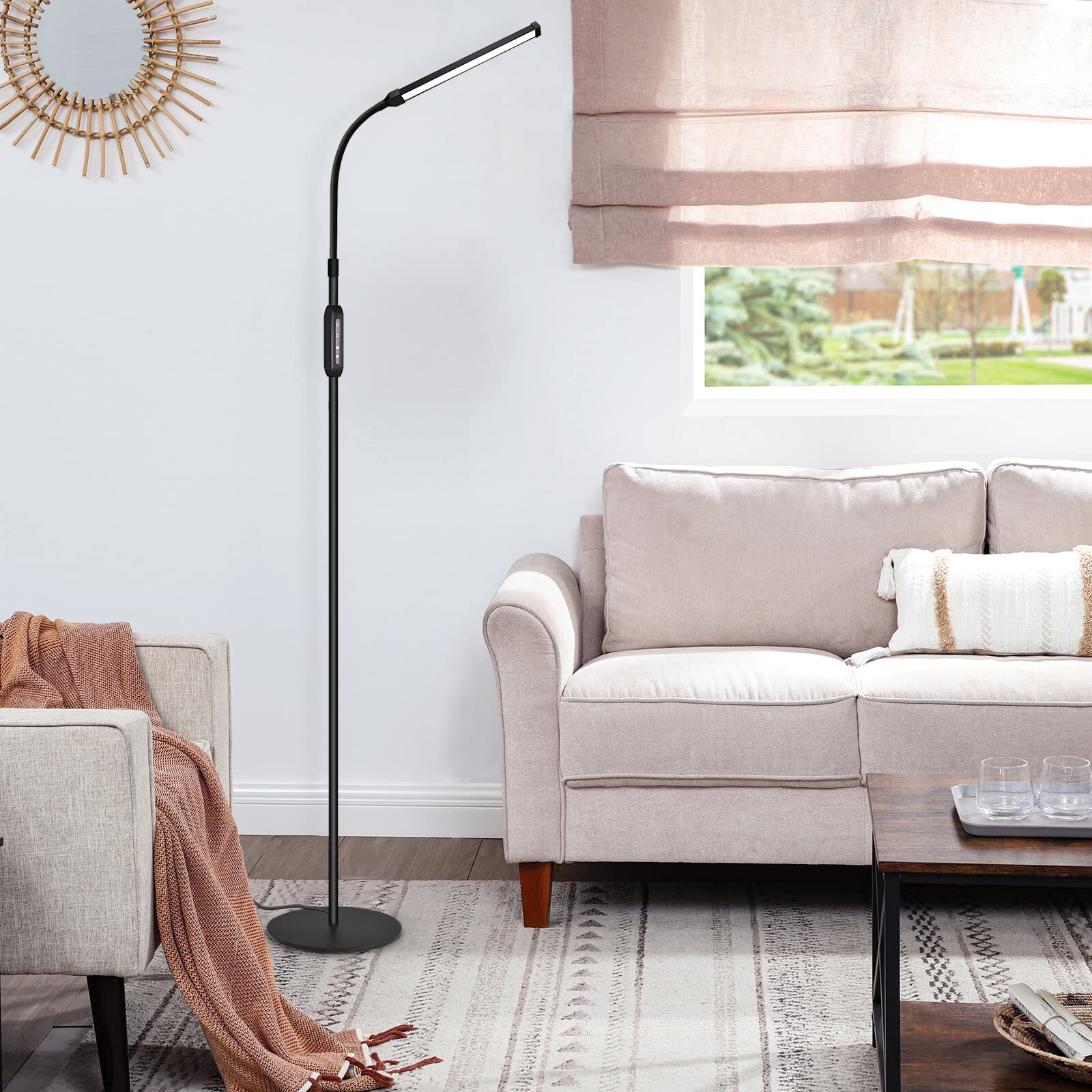 Adjustable LED Floor Lamp with Remote Control for Eyelash Extensions, Crafting & Makeup - Dimmable Gooseneck Beauty Task Light for Salon, Spa & Home Use - Perfect for Lash Technicians, Artists & Facial Treatments