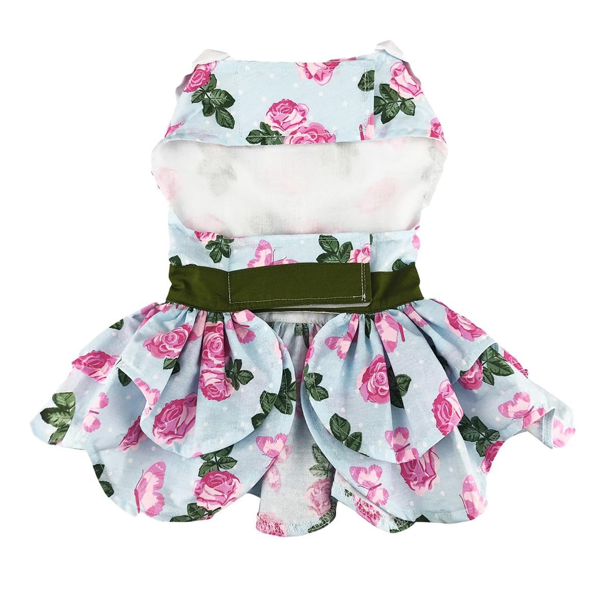 Pink Rose Dog Harness Dress with Matching Leash - Small Size Pet Costume for Small Dogs | Perfect for Valentine's Day, Birthday Parties & Photo Shoots