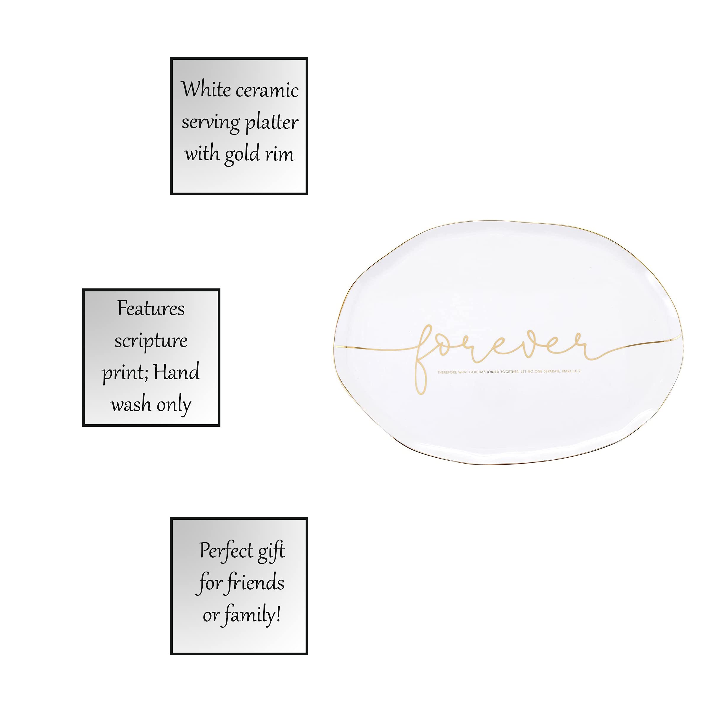 Faithworks Wedding Collection Inspirational Ceramic Serving Platter - 14 x 10 Inch Elegant Dinnerware for Bridal Showers, Anniversaries & Special Occasions