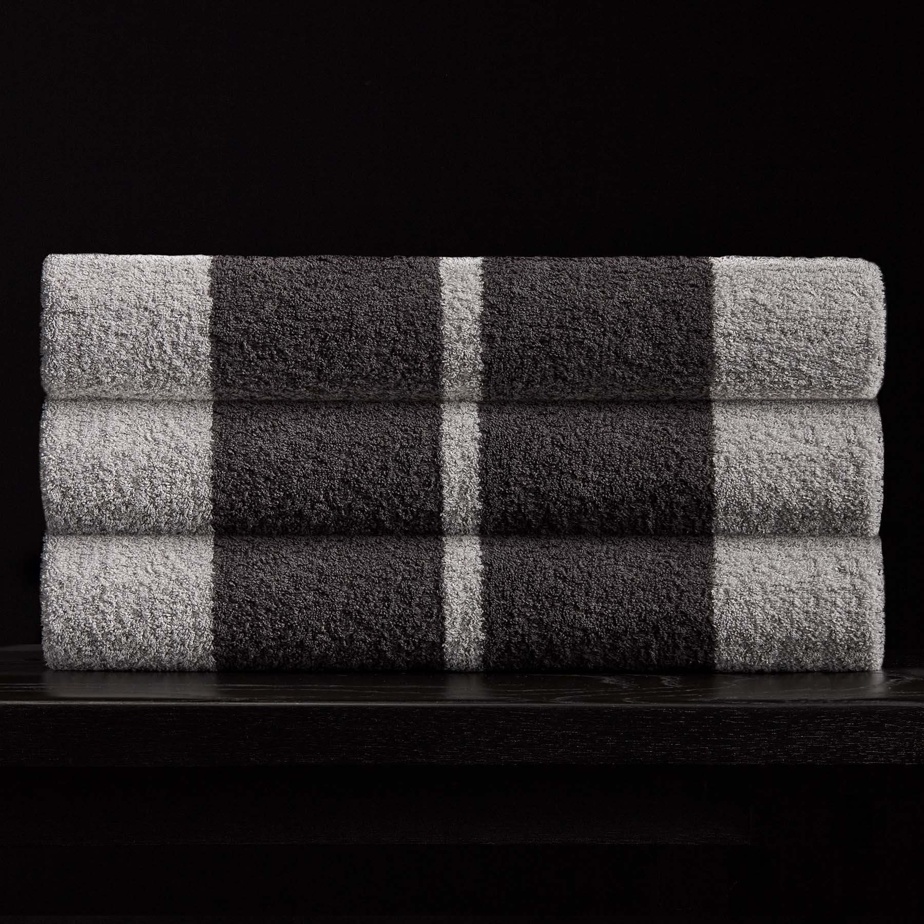 Premium Wide Stripe Beach Towel - Soft & Absorbent Sand-Free Quick Dry - Fog/Slate Color - Perfect for Pool, Beach, Vacation & Outdoor Activities